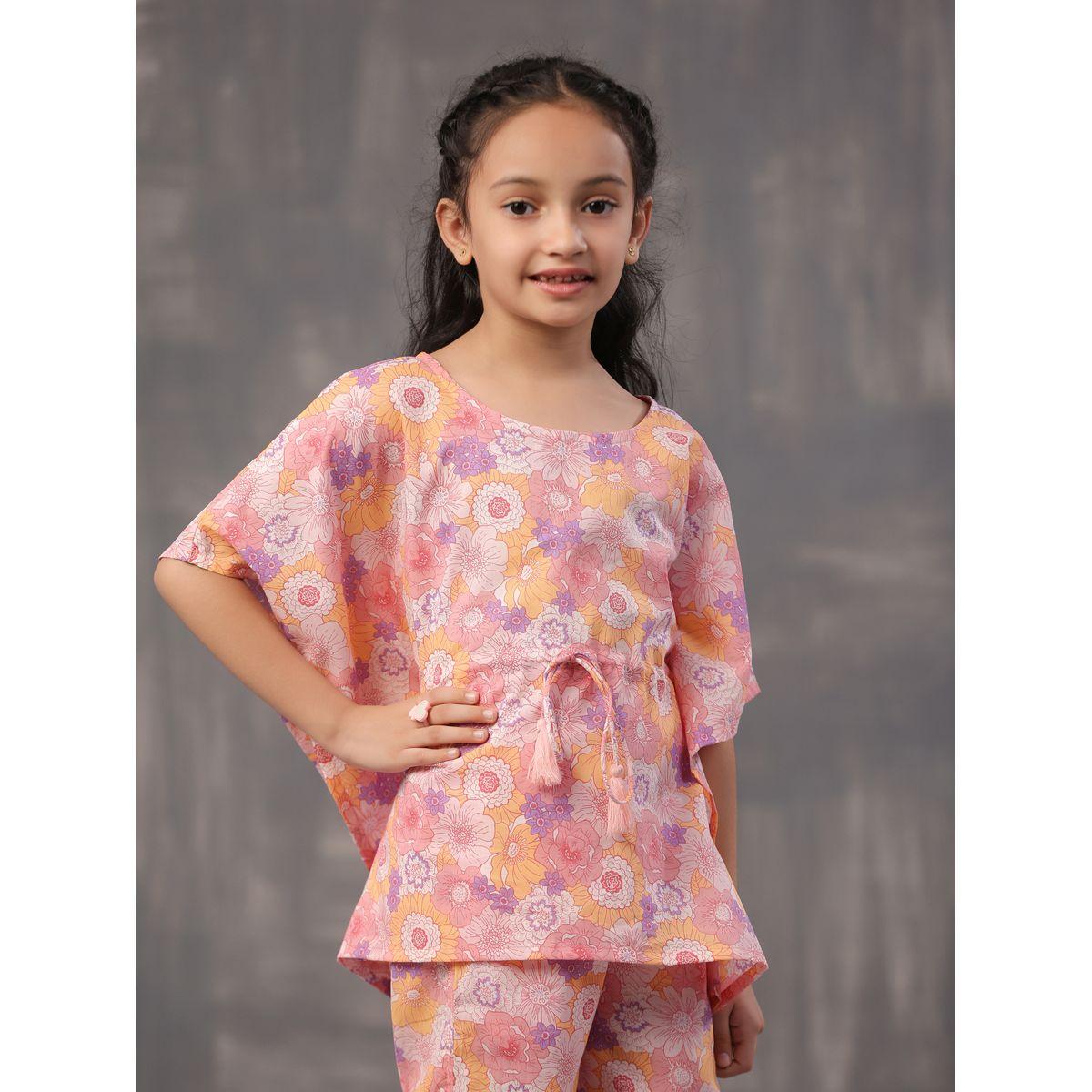 Sanskrutihomes X Styli  Floral Print Kaftan & Pyjama Set-girls-clothing-nightwear-image-6