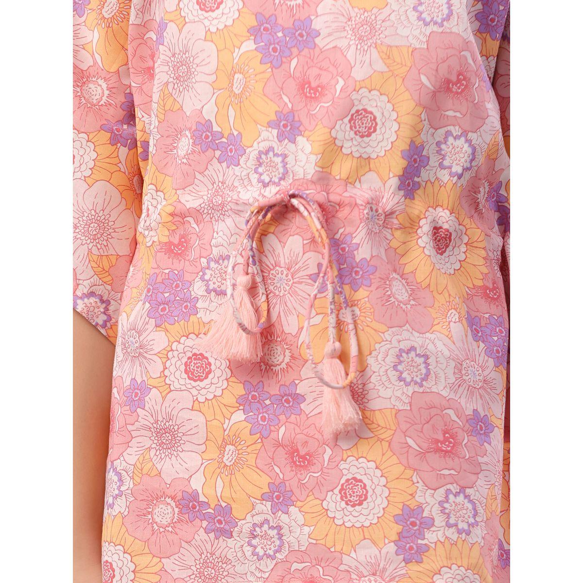 Sanskrutihomes X Styli  Floral Print Kaftan & Pyjama Set-girls-clothing-nightwear-image-7