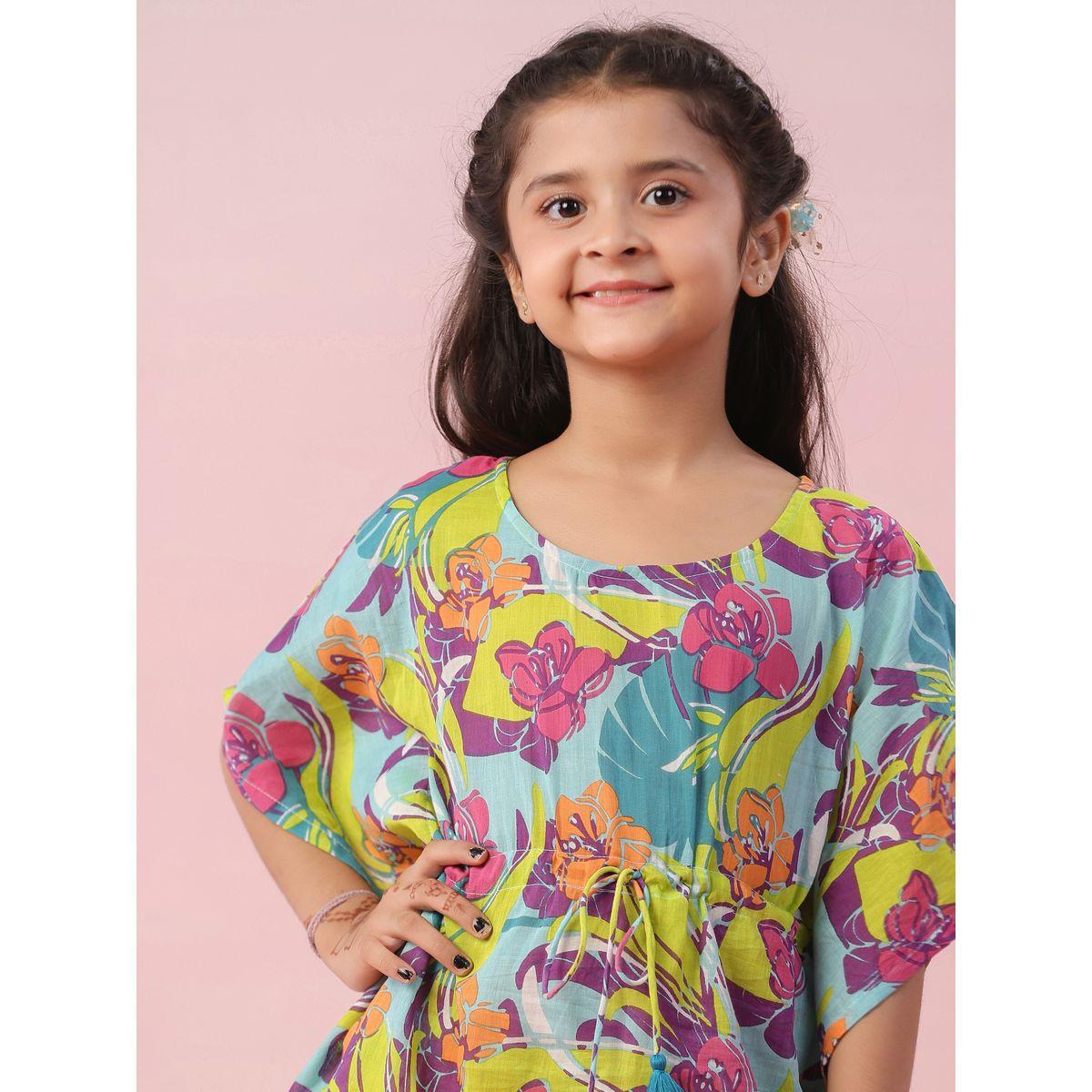 طقم من بنطال بيجاما مع قفطان مطبع بزهور سانسكريتي هومز × ستايلي-girls-clothing-nightwear-image-6