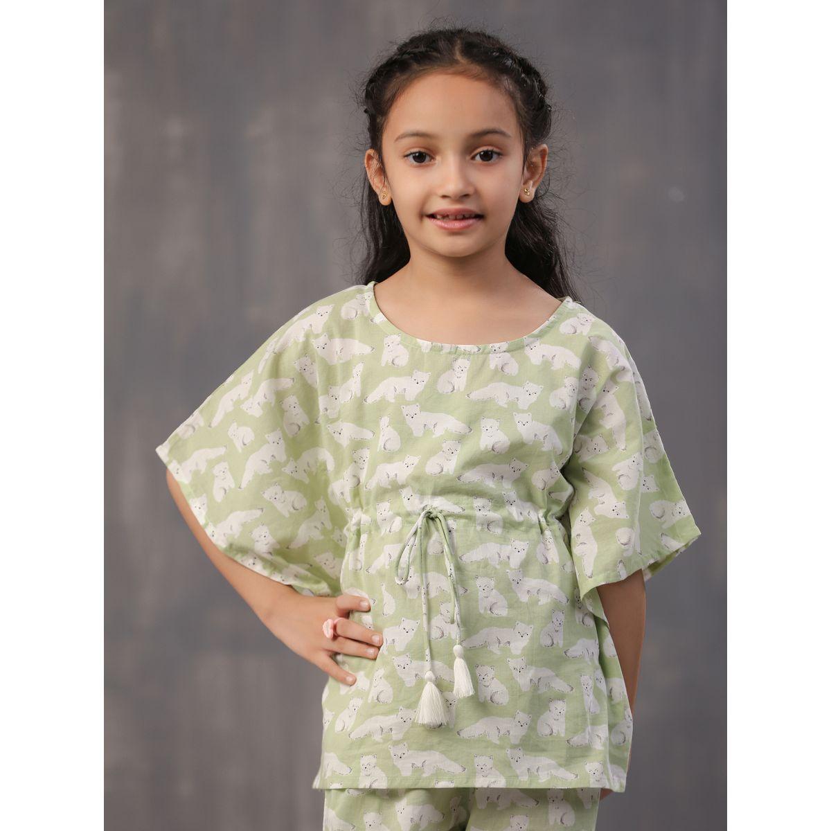 Sanskrutihomes X Styli  Bear Print Kaftan & Pyjama Set-girls-clothing-nightwear-image-6