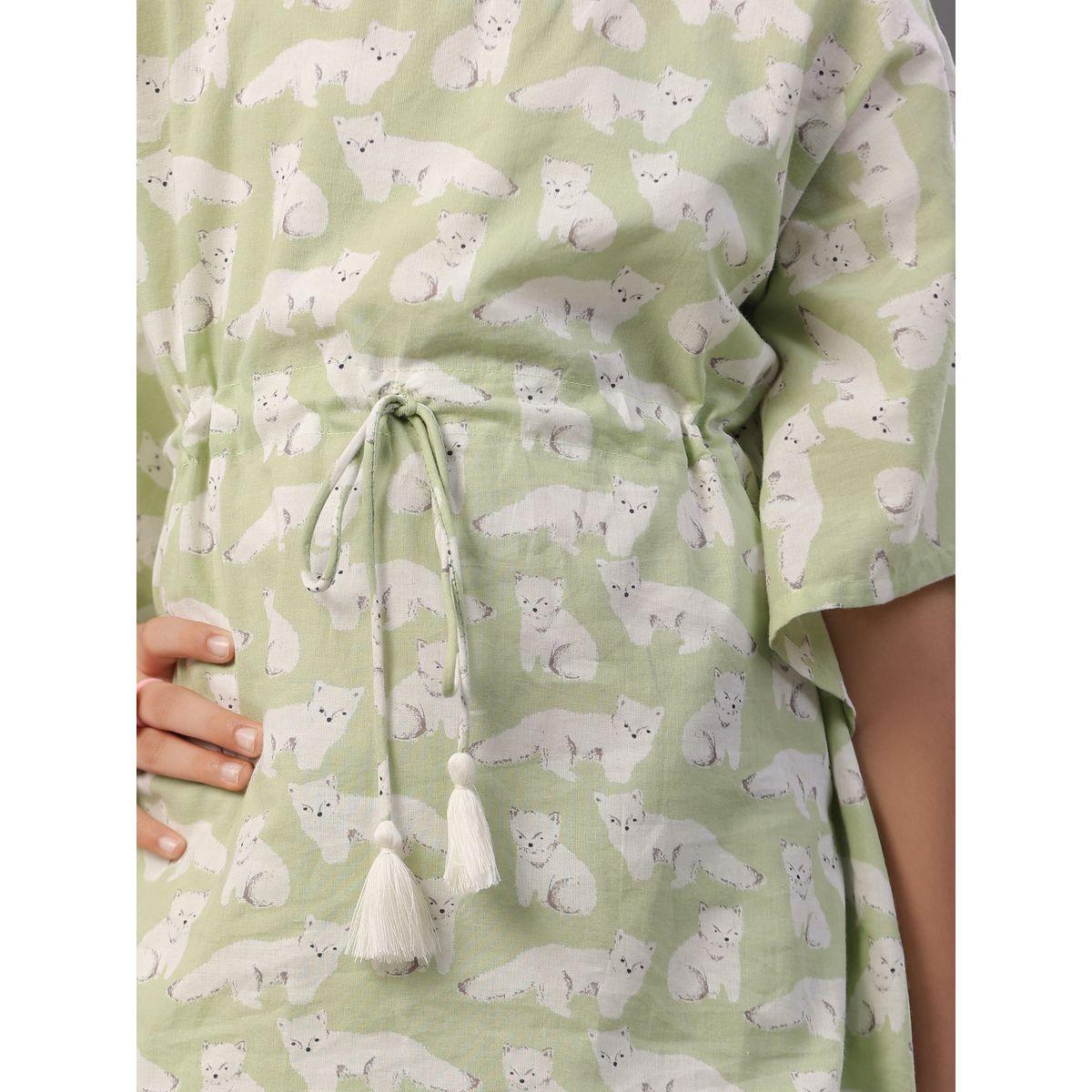 Sanskrutihomes X Styli  Bear Print Kaftan & Pyjama Set-girls-clothing-nightwear-image-7