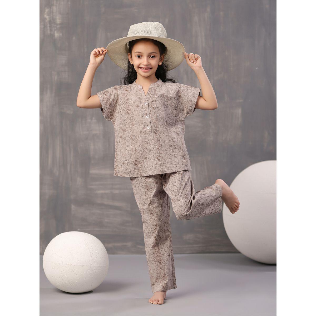 Sanskrutihomes X Styli  Geometric Print Top & Pyjama Set-girls-clothing-nightwear-image-2
