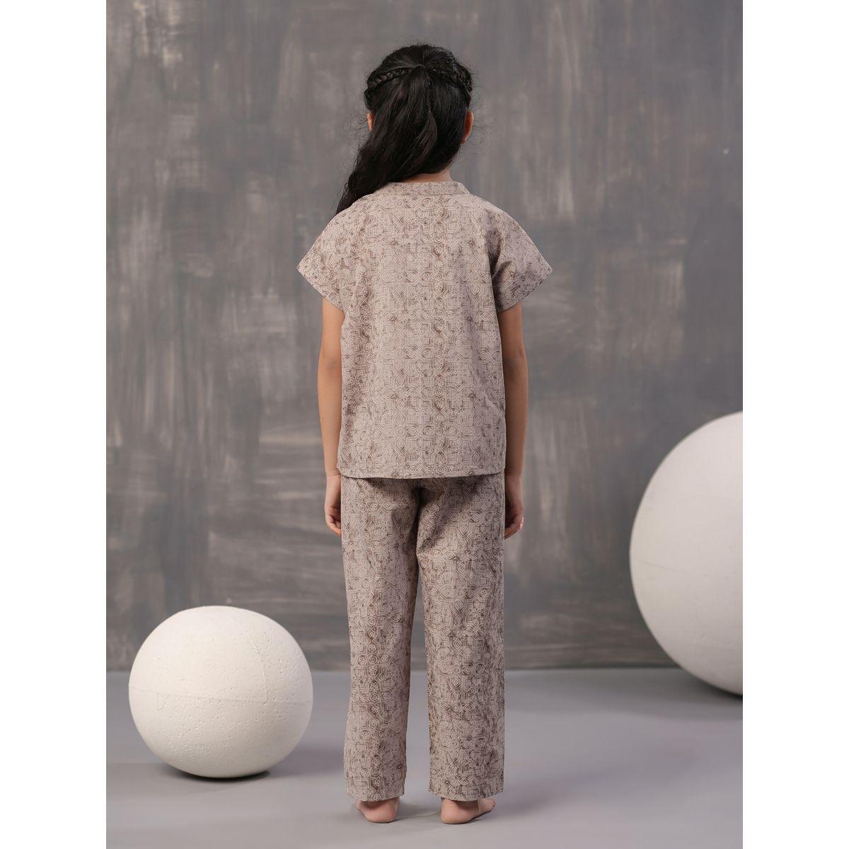Sanskrutihomes X Styli  Geometric Print Top & Pyjama Set-girls-clothing-nightwear-image-3