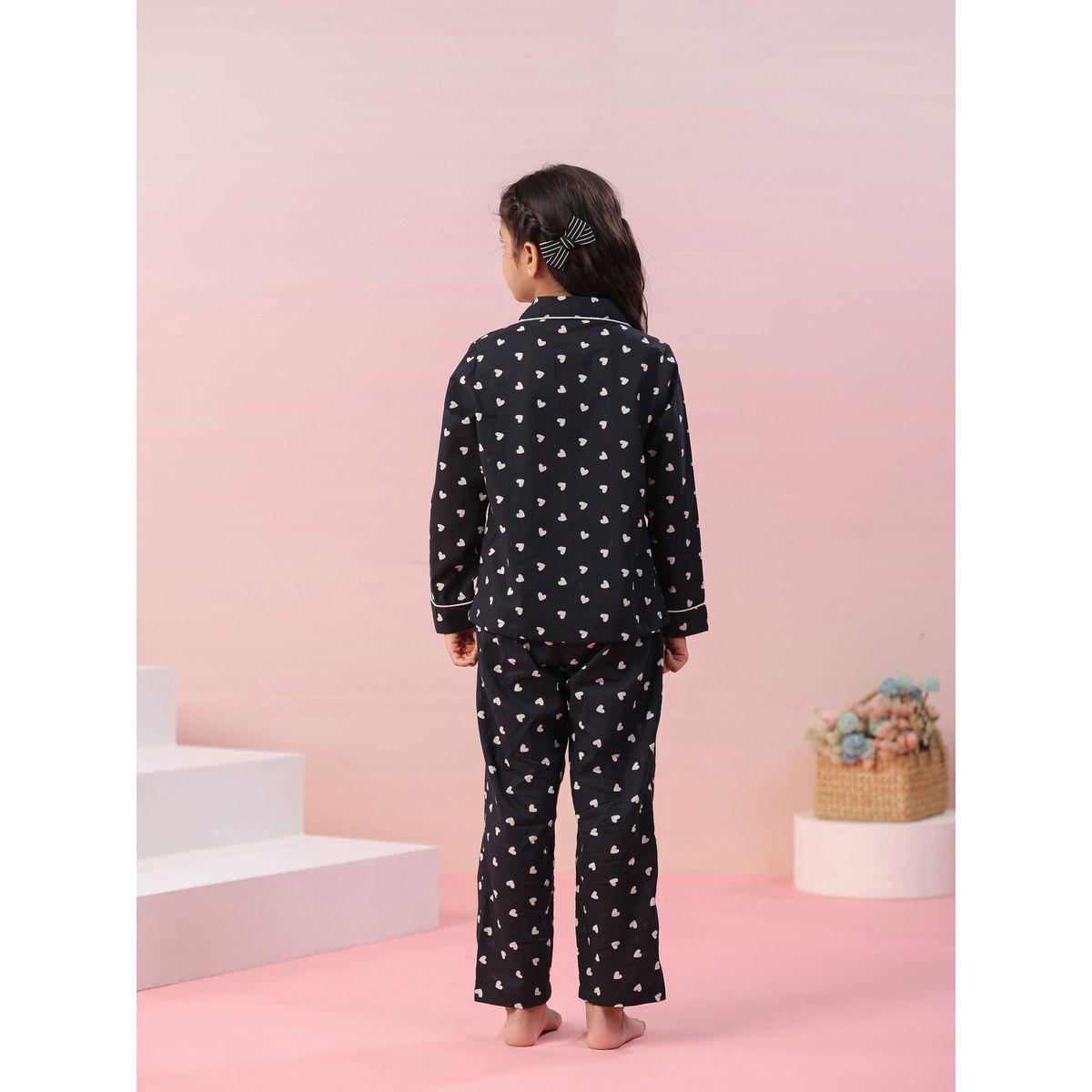 Sanskrutihomes X Styli  Heart Print Shirt & Pyjama Set-girls-clothing-nightwear-image-4