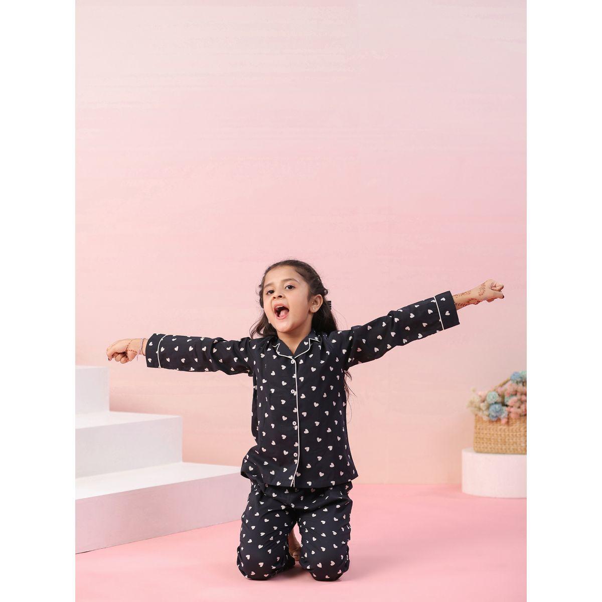 Sanskrutihomes X Styli  Heart Print Shirt & Pyjama Set-girls-clothing-nightwear-image-5