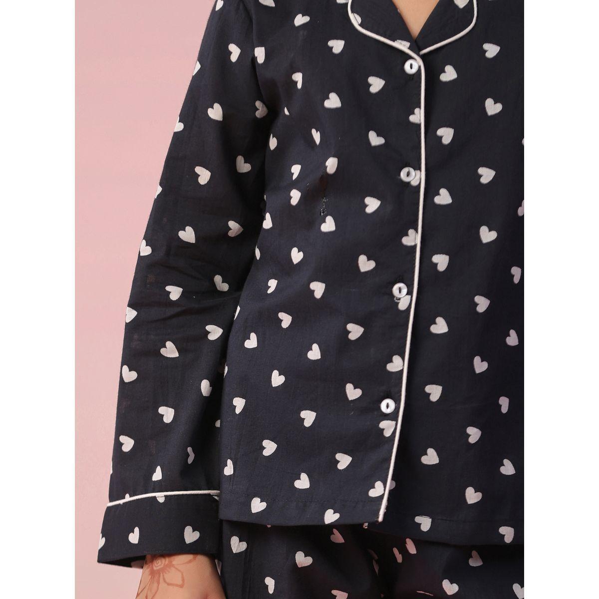 Sanskrutihomes X Styli  Heart Print Shirt & Pyjama Set-girls-clothing-nightwear-image-7