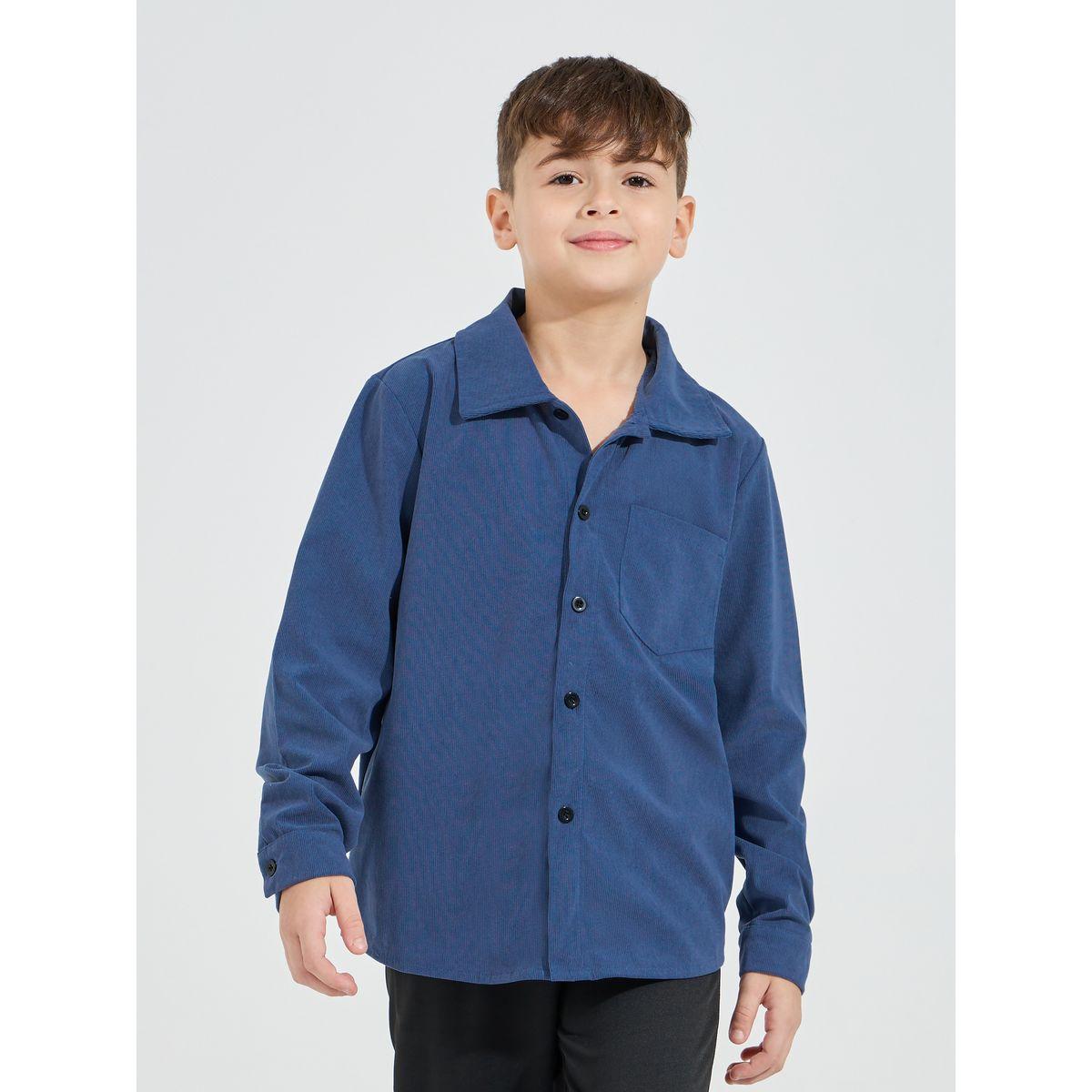 Styli Solid Pocket Front Buttoned Corduroy Shirt-boys-clothing-shirts-image-1