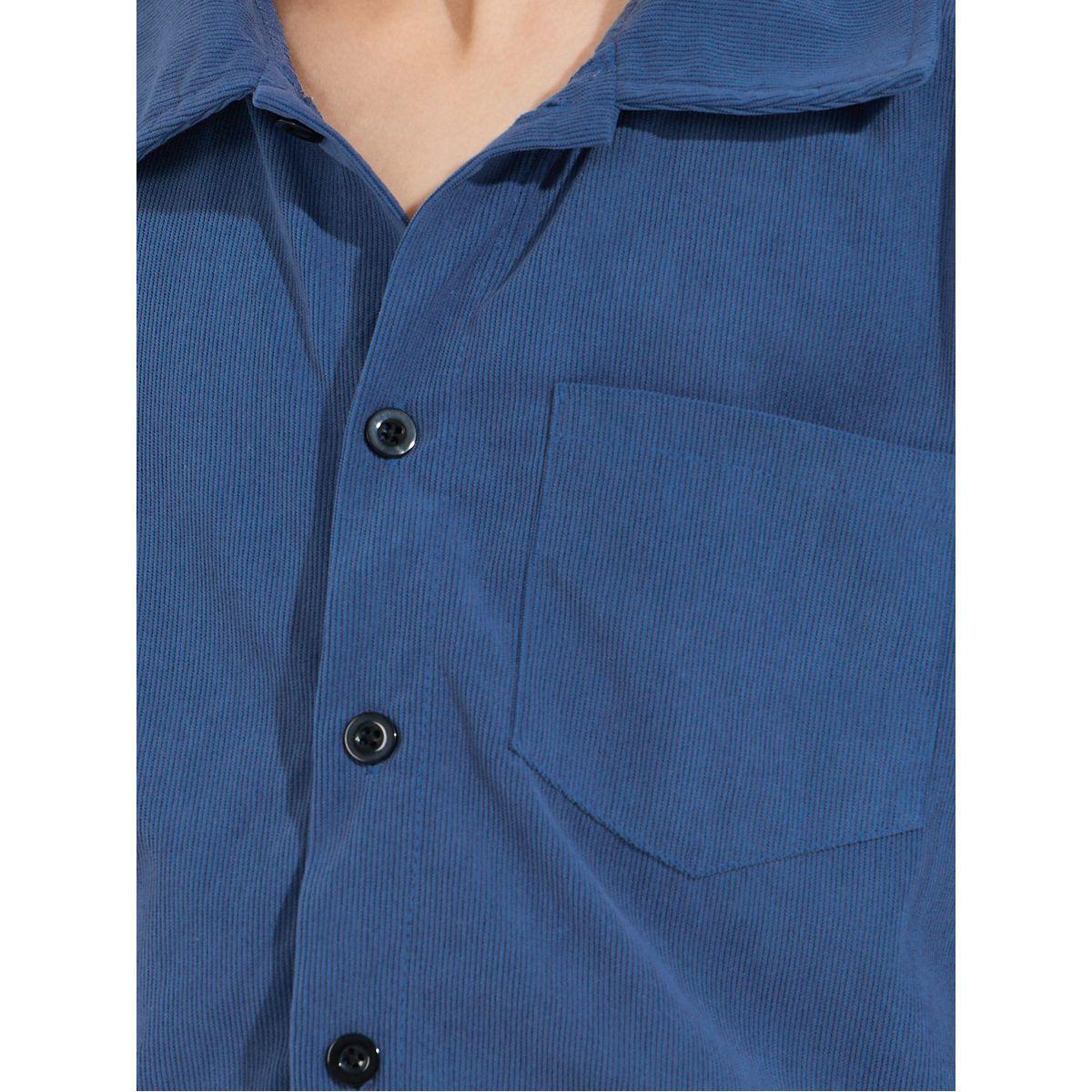Styli Solid Pocket Front Buttoned Corduroy Shirt-boys-clothing-shirts-image-3
