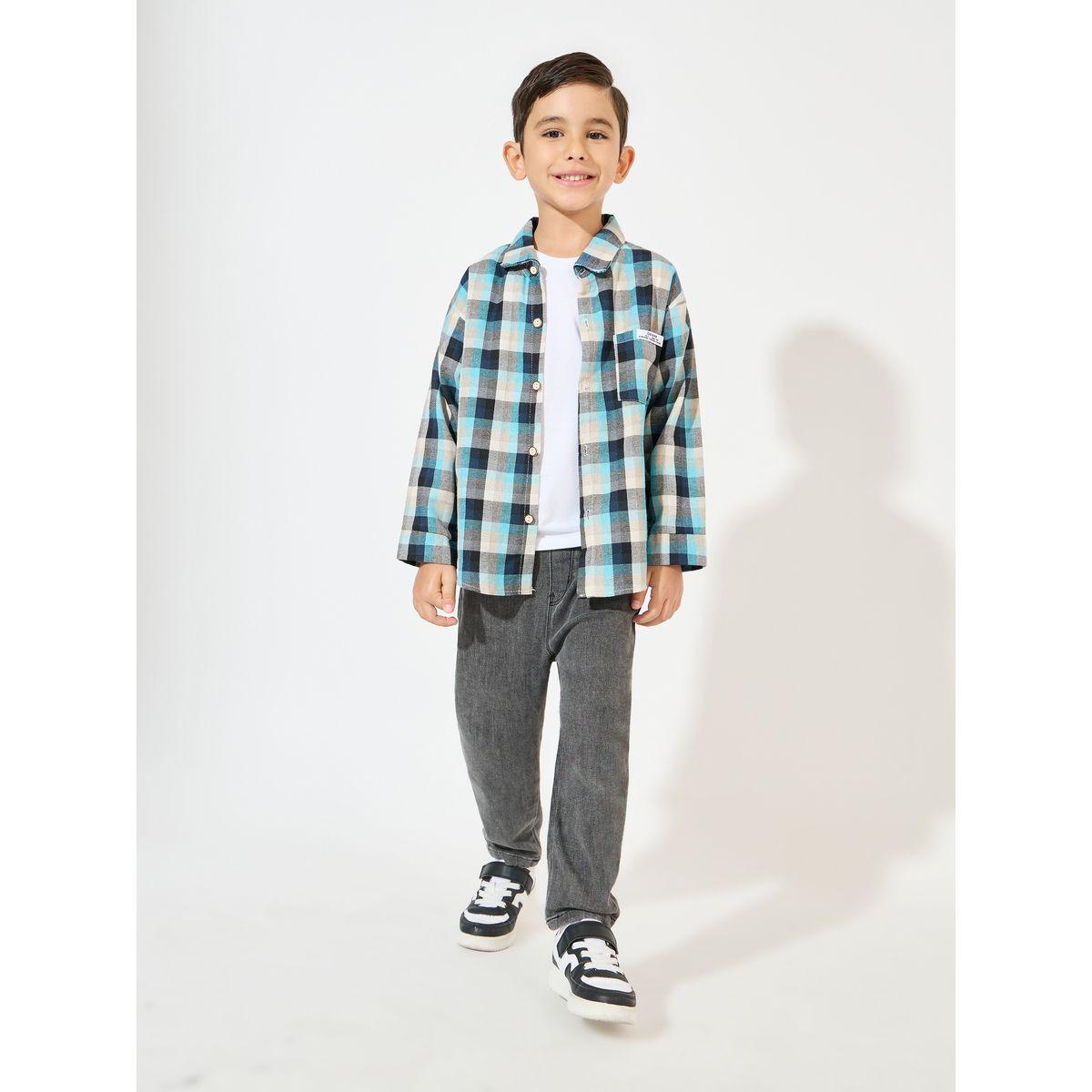 Styli Plaid Print Pocket Front Casual Shirt-boys-clothing-shirts-image-2