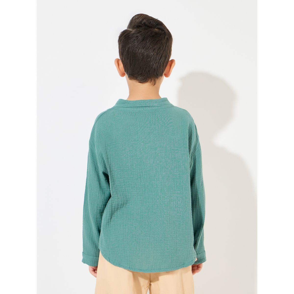 Styli Button Front Stand Collar Shirt-boys-clothing-shirts-image-4