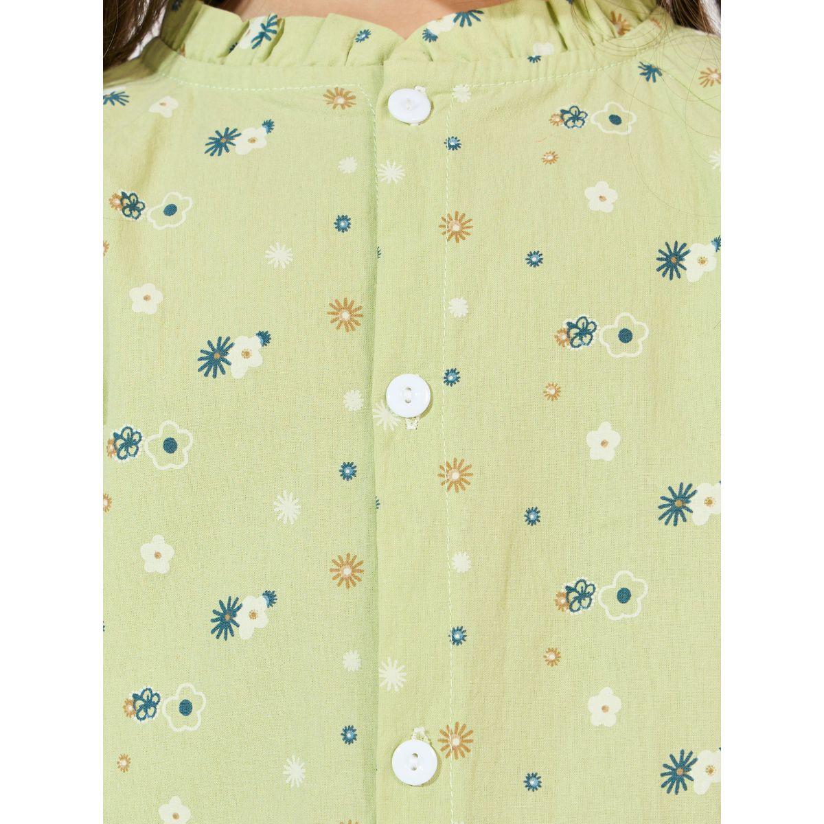 Styli Floral Print Ruffle Trim Shirt-girls-clothing-blousesandshirts-image-3