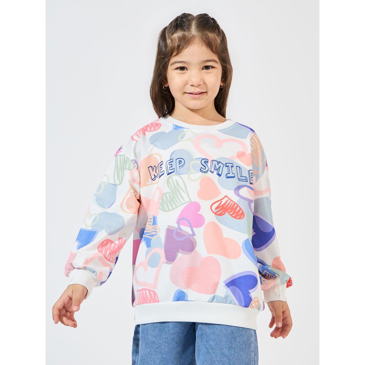 سويت شيرت بطبعة قلوب مع أكتاف منخفضة-girls-clothing-winterwear-sweatshirts-image-1