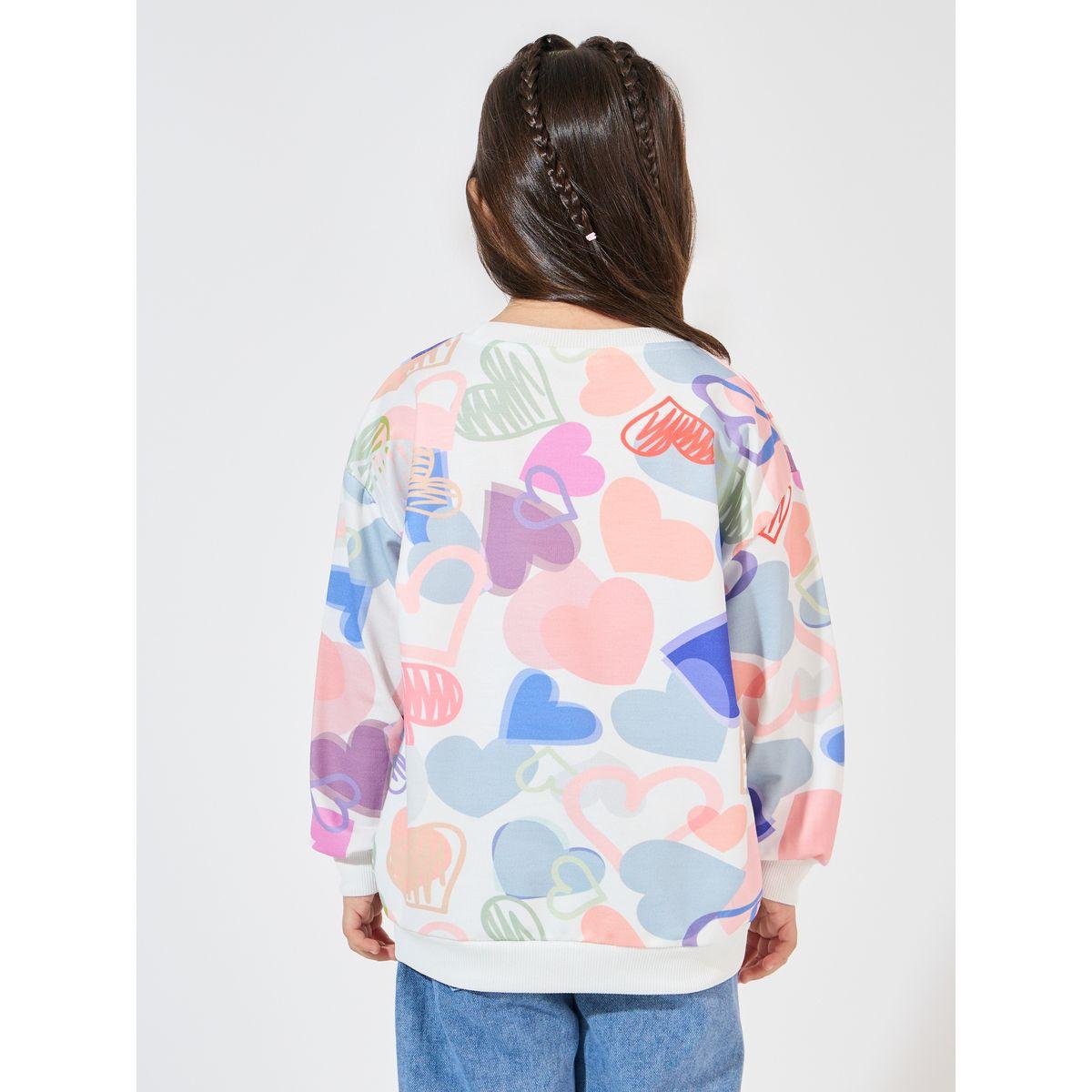 Styli Heart Print Longline Sweatshirt with Dropped Shoulder-girls-clothing-winterwear-sweatshirts-image-4