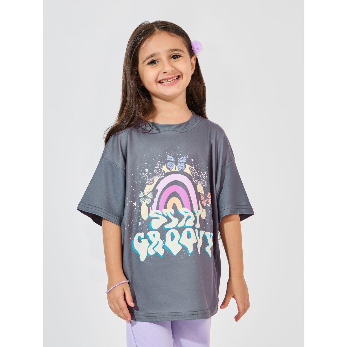 تيشيرت فضفاض مطبع بطبعة جرافيك-girls-clothing-tshirts-image-4
