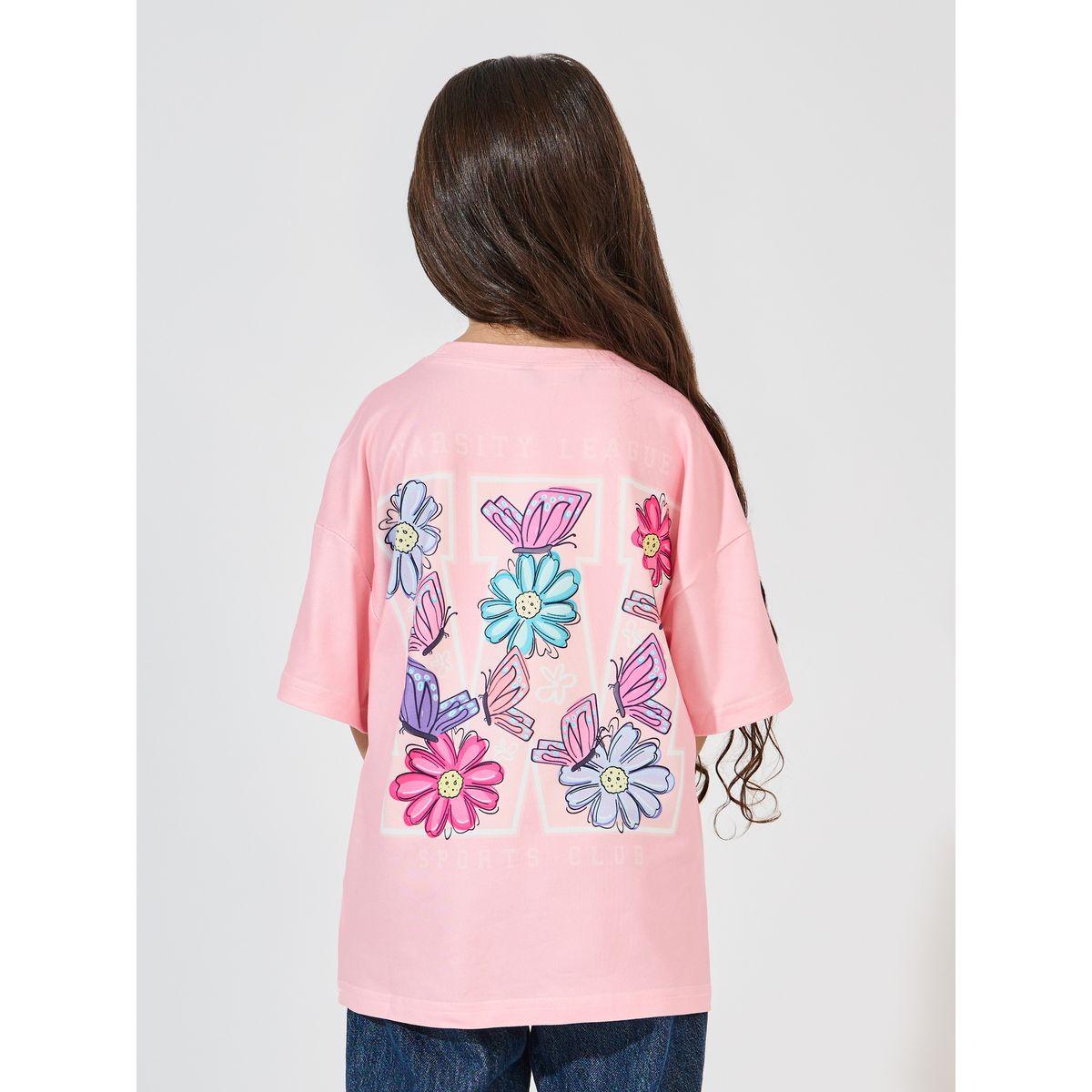 تيشيرت فضفاض مطبع بطبعة جرافيك-girls-clothing-tshirts-image-5
