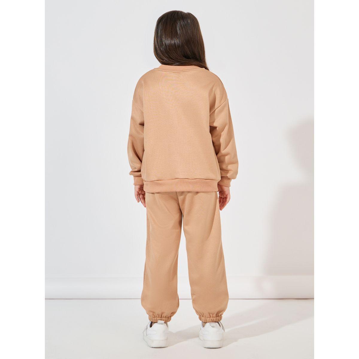Styli Embossed Print Drop Shoulder Sweatshirt & Jogger Set-girls-clothing-setsandcoords-image-4