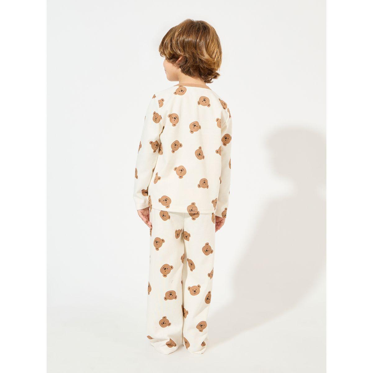 Styli Bear Pattern Sweatshirt & Pyjama Set-boys-clothing-nightwear-image-4