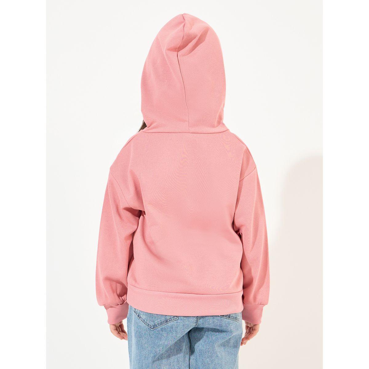 سويت شيرت سادة بياقة هودي وأكتاف منخفضة-girls-clothing-winterwear-sweatshirts-image-4