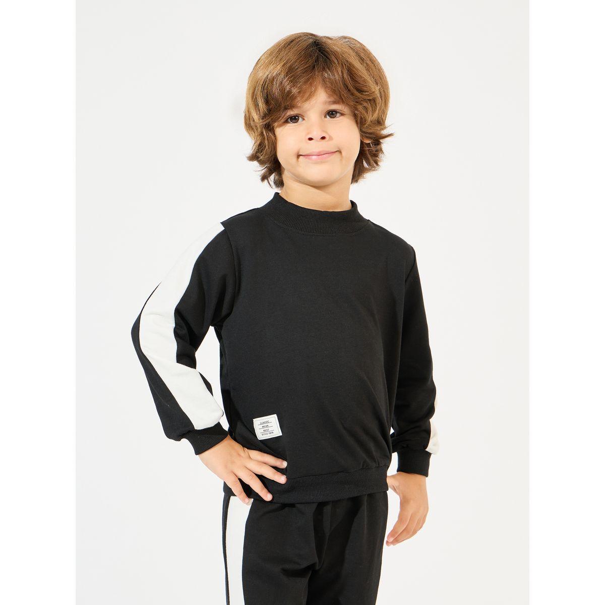 Styli Contrast Side Striped Sweatshirt & Joggers Set-boys-clothing-setsandcoords-image-3