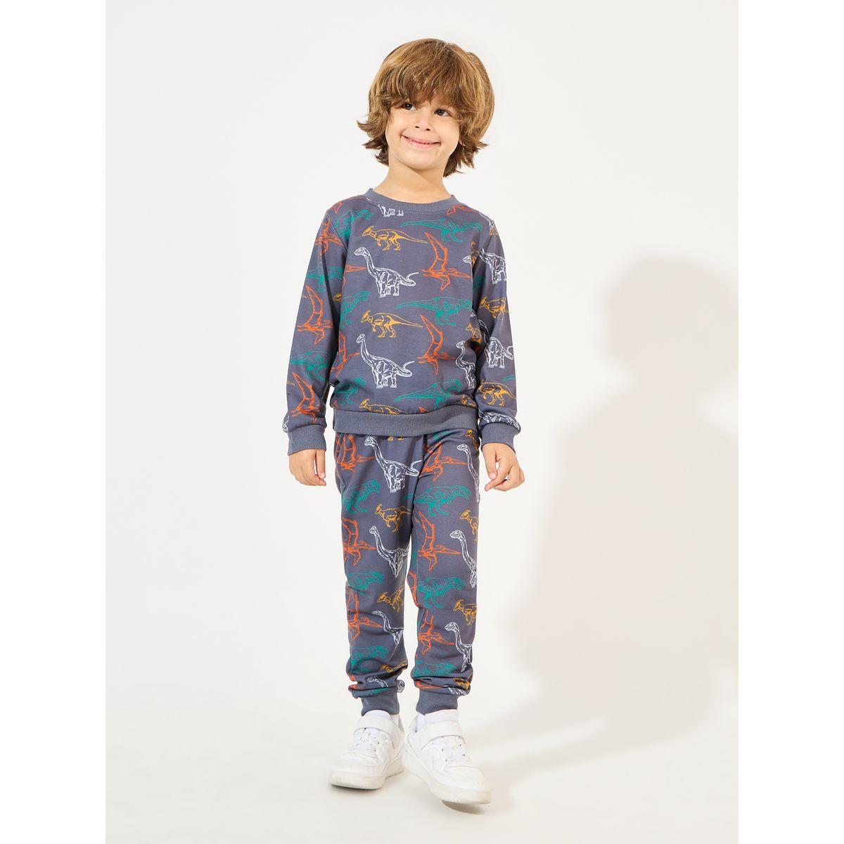 Styli Dinosaur Print Sweatshirt & Joggers Set-boys-clothing-setsandcoords-image-1