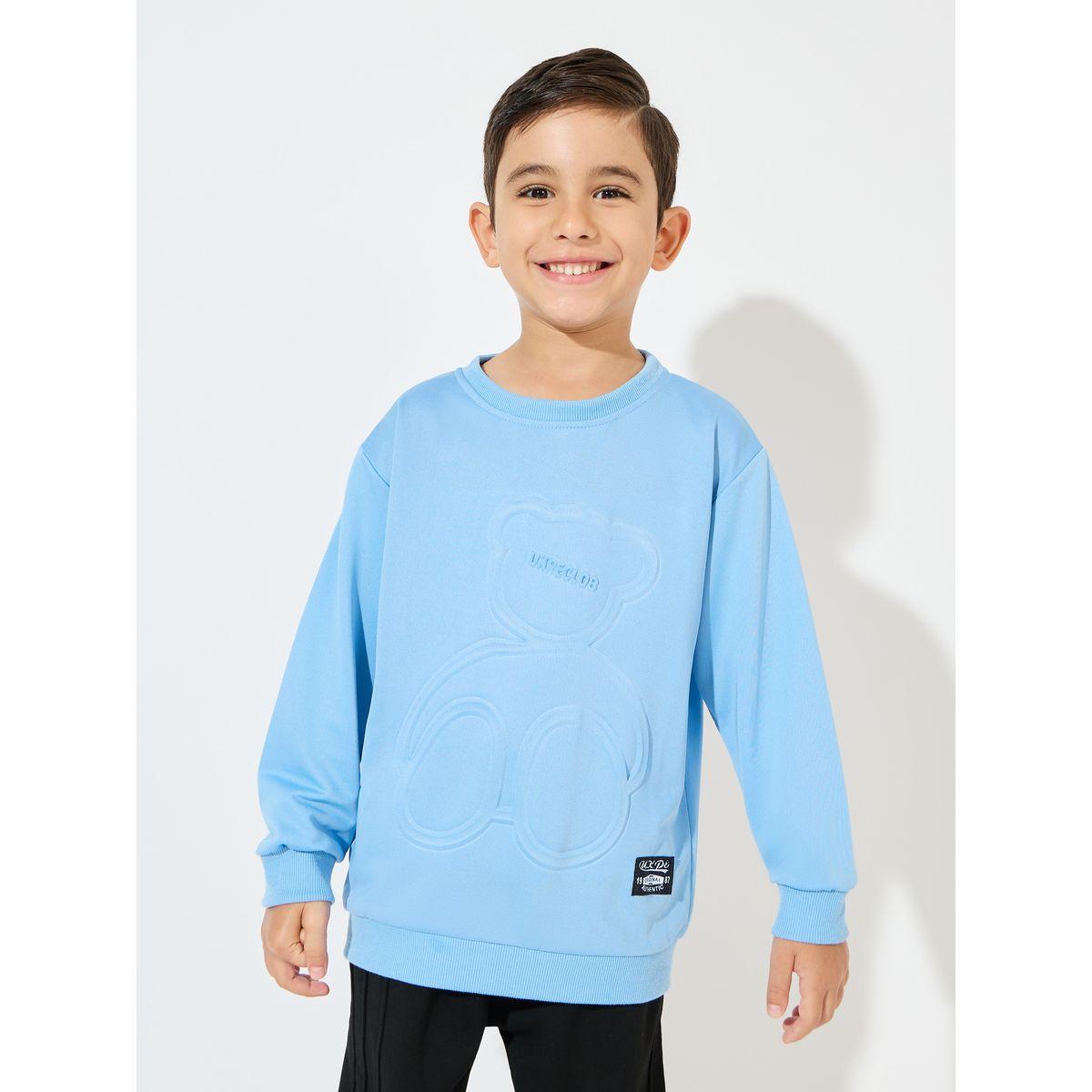 Styli Embossed Bear Pattern Sweatshirt-boys-clothing-winterwear-sweatshirts-image-1