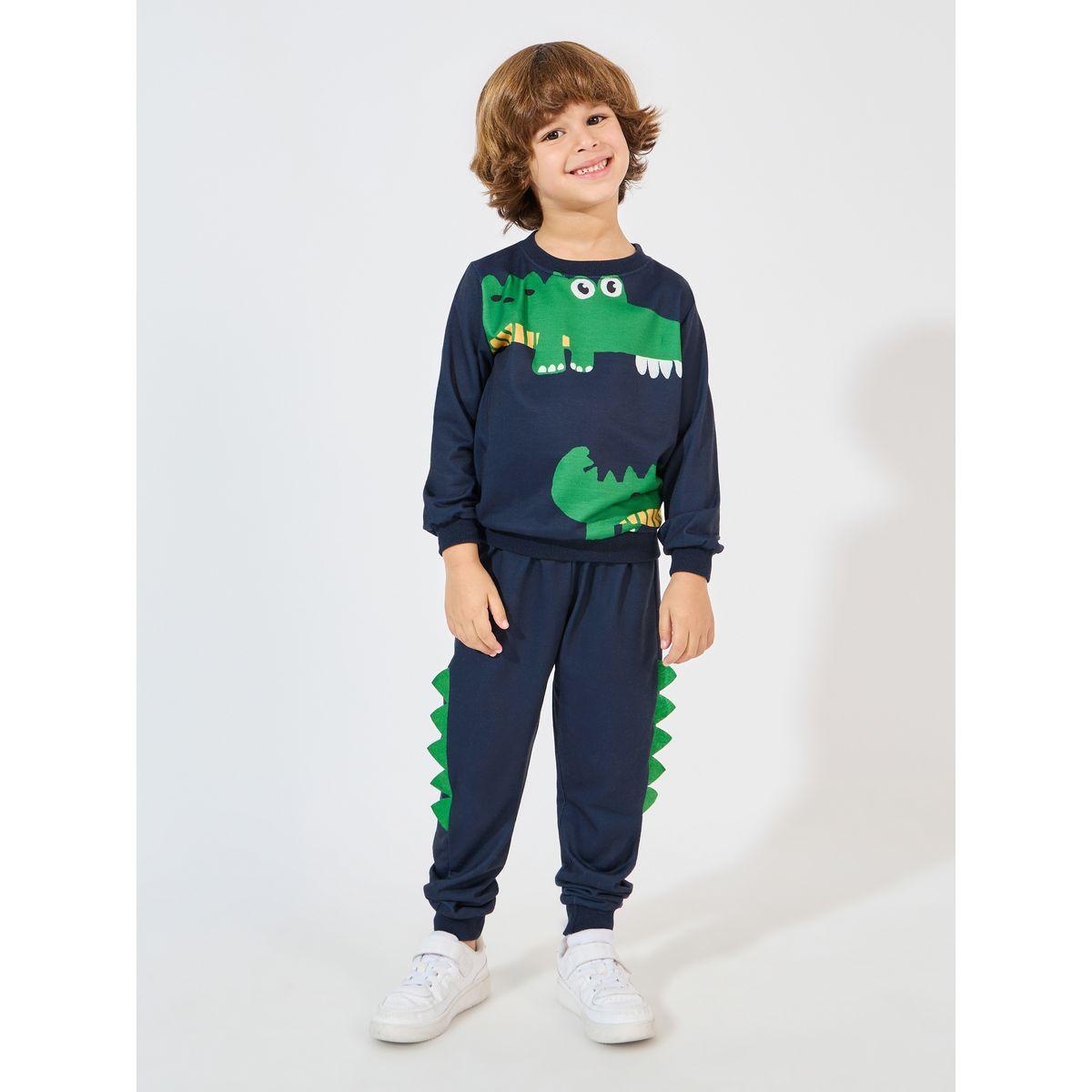 Styli Dinosaur Print Sweatshirt & Joggers Set-boys-clothing-setsandcoords-image-1