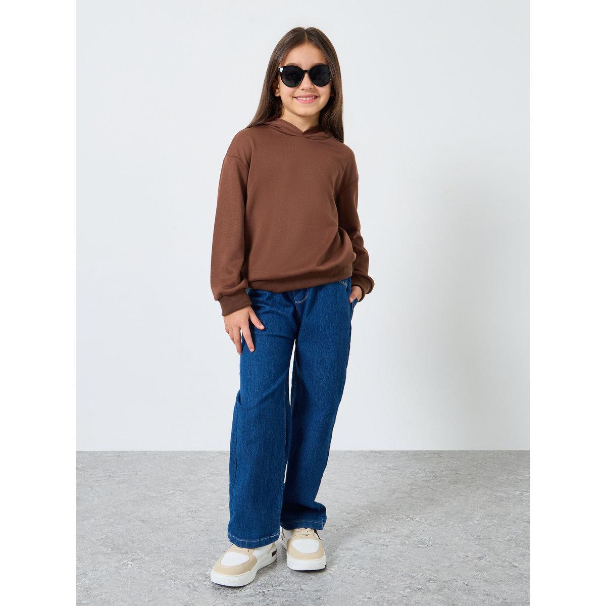 Styli Solid Hoodie with Dropped Shoulder-girls-clothing-winterwear-sweatshirts-image-2
