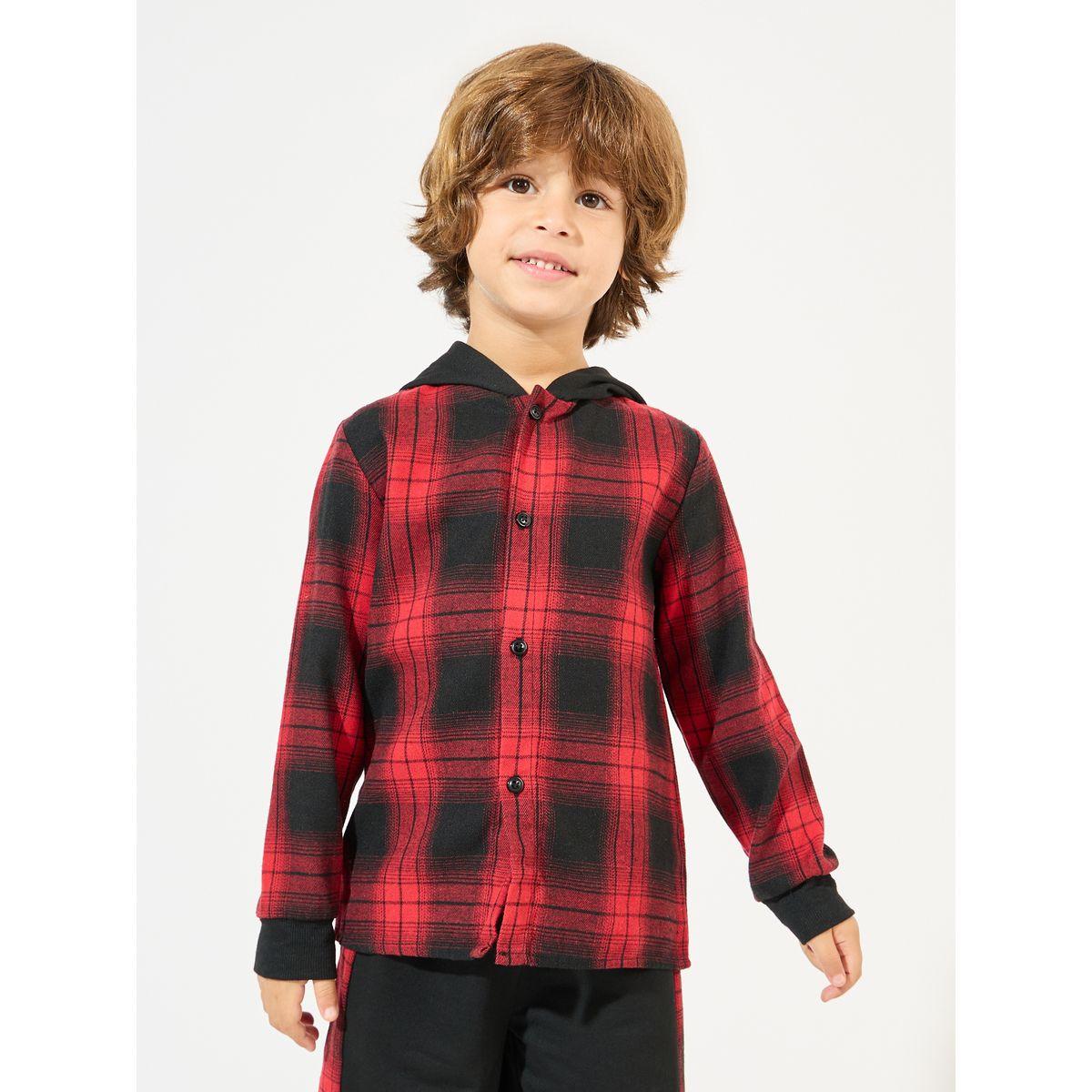 Styli Checked Hooded Shirt & Joggers Set-boys-clothing-setsandcoords-image-2