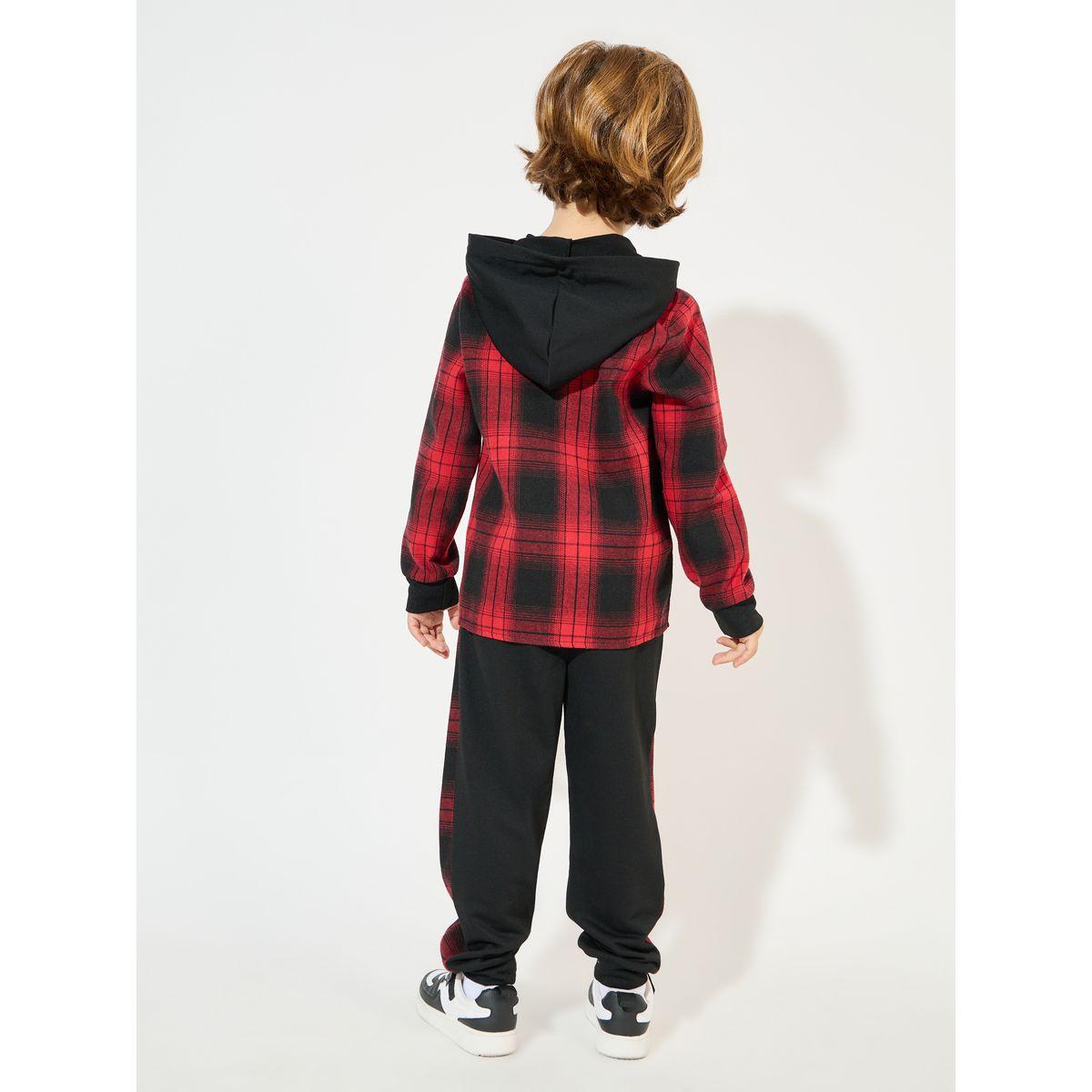 Styli Checked Hooded Shirt & Joggers Set-boys-clothing-setsandcoords-image-3