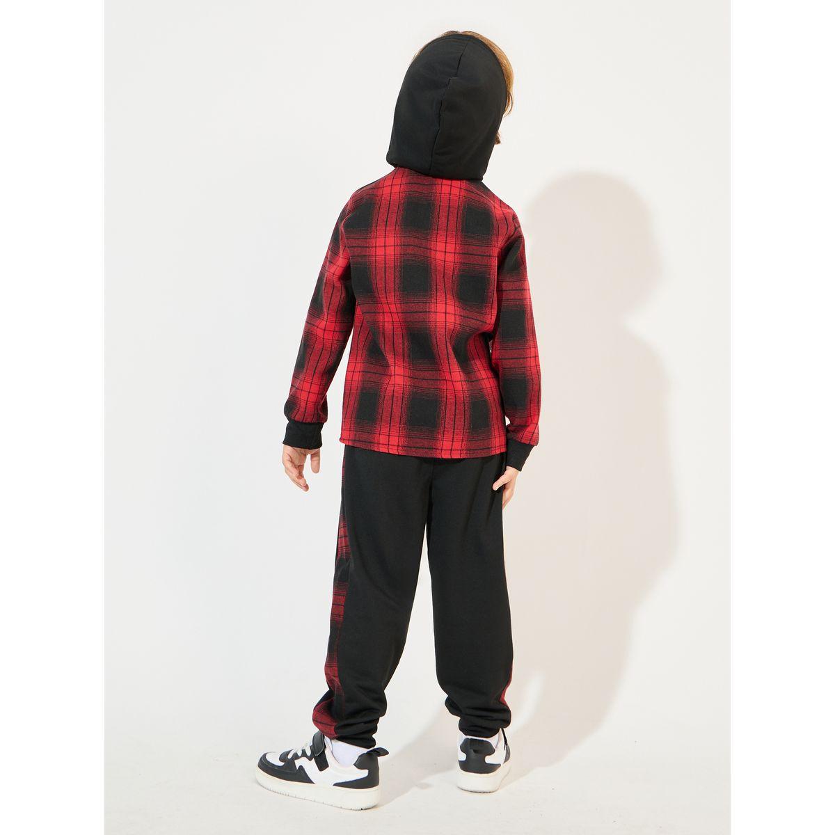 Styli Checked Hooded Shirt & Joggers Set-boys-clothing-setsandcoords-image-5