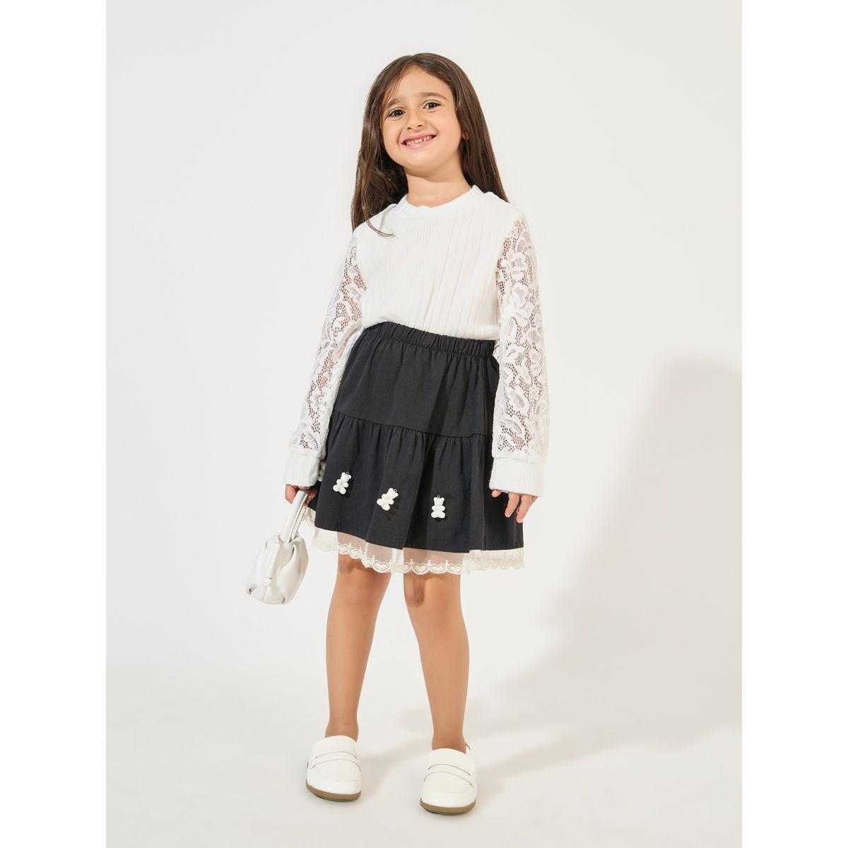 Styli Lace Insert Sleeve Rib Knit Top-girls-clothing-blousesandshirts-image-2