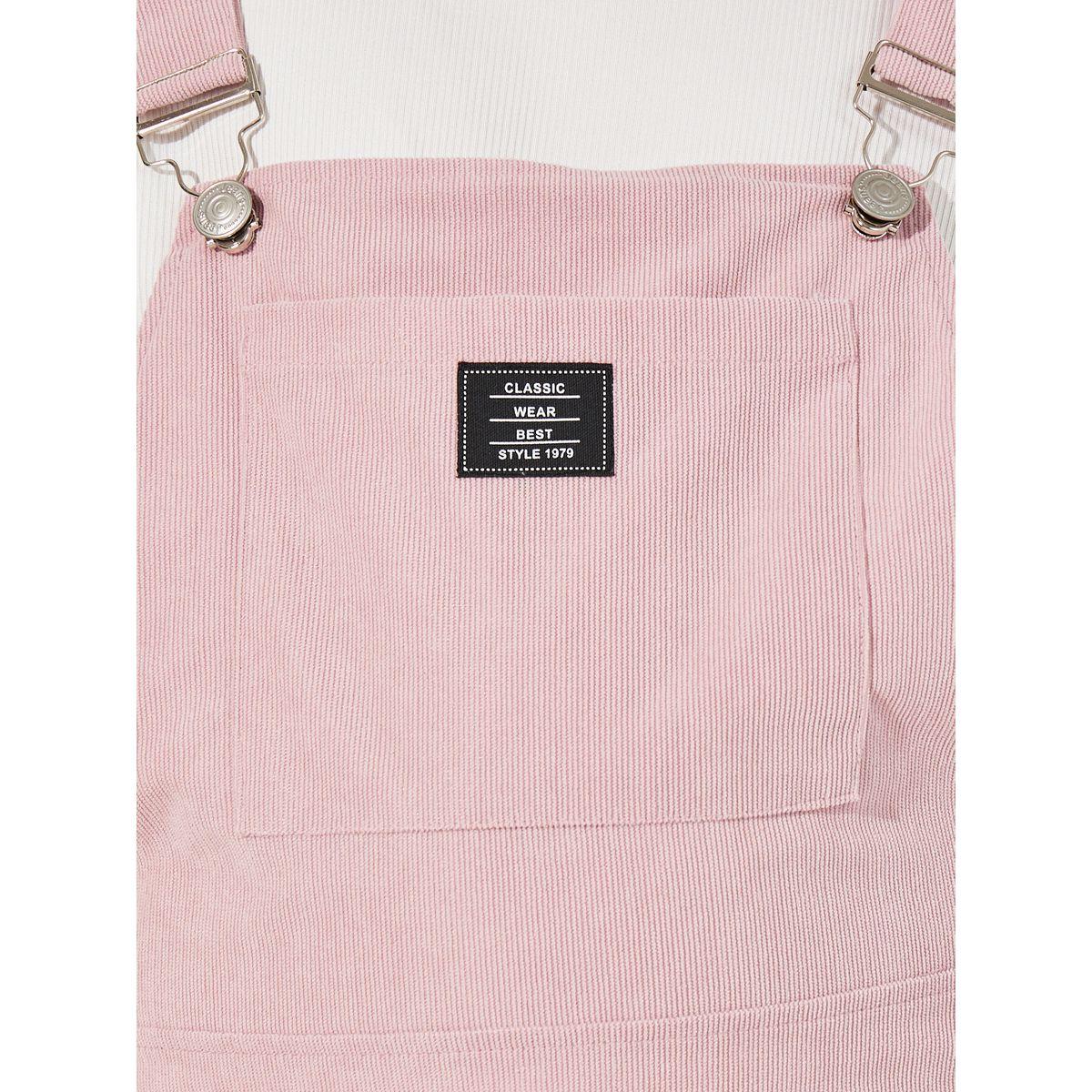 Styli Patch Detail Corduroy Pinafore Dress & Rib Knit T-Shirt Set-girls-clothing-setsandcoords-image-3
