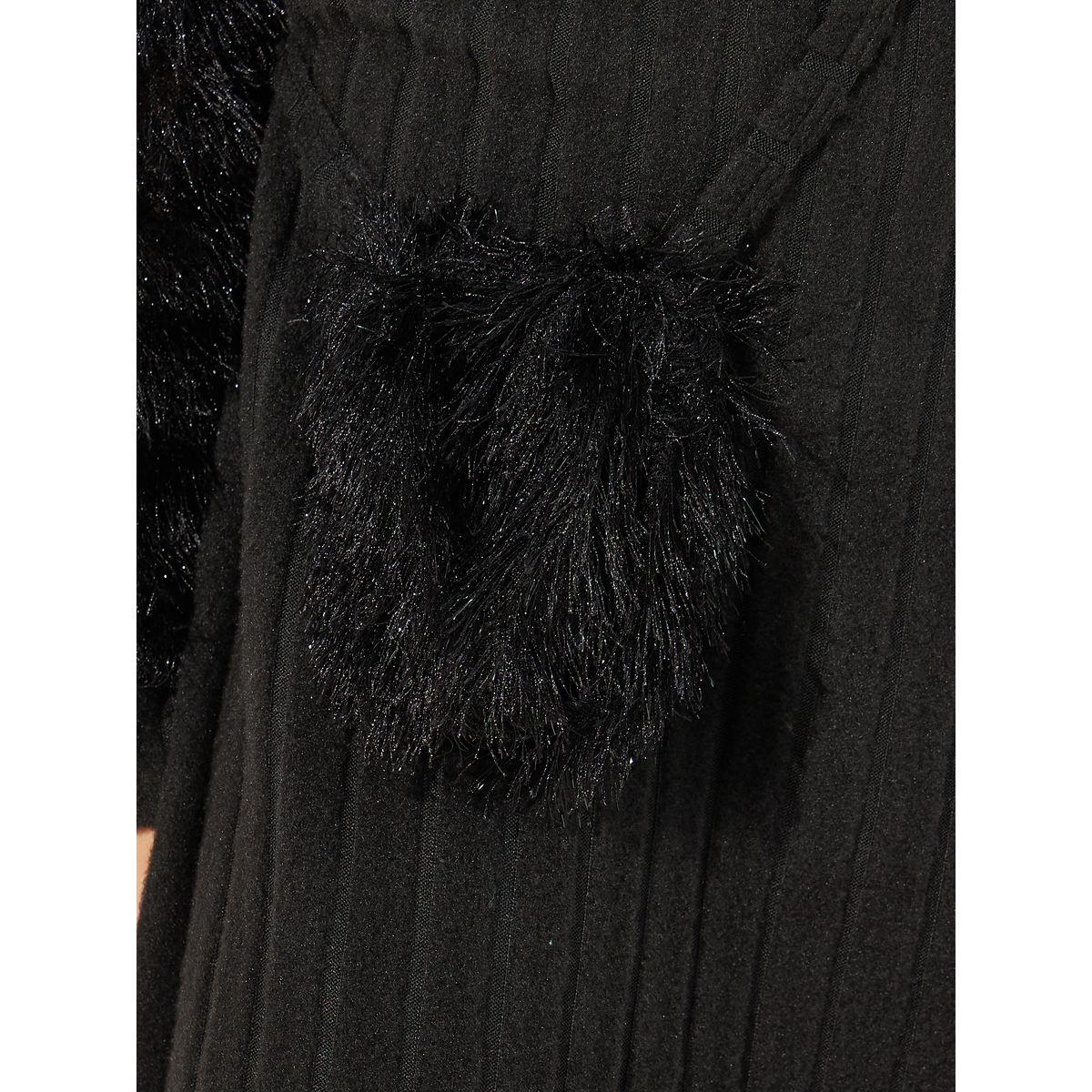 Styli Rib Knit Fuzzy Sleeve Dress with Sling Bag-girls-clothing-dressesandjumpsuits-image-4