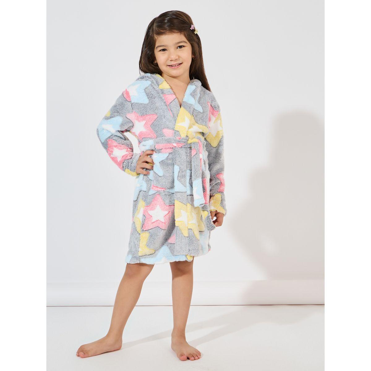 Styli Star Pattern Fleece Hooded Robe-girls-clothing-nightwear-image-2
