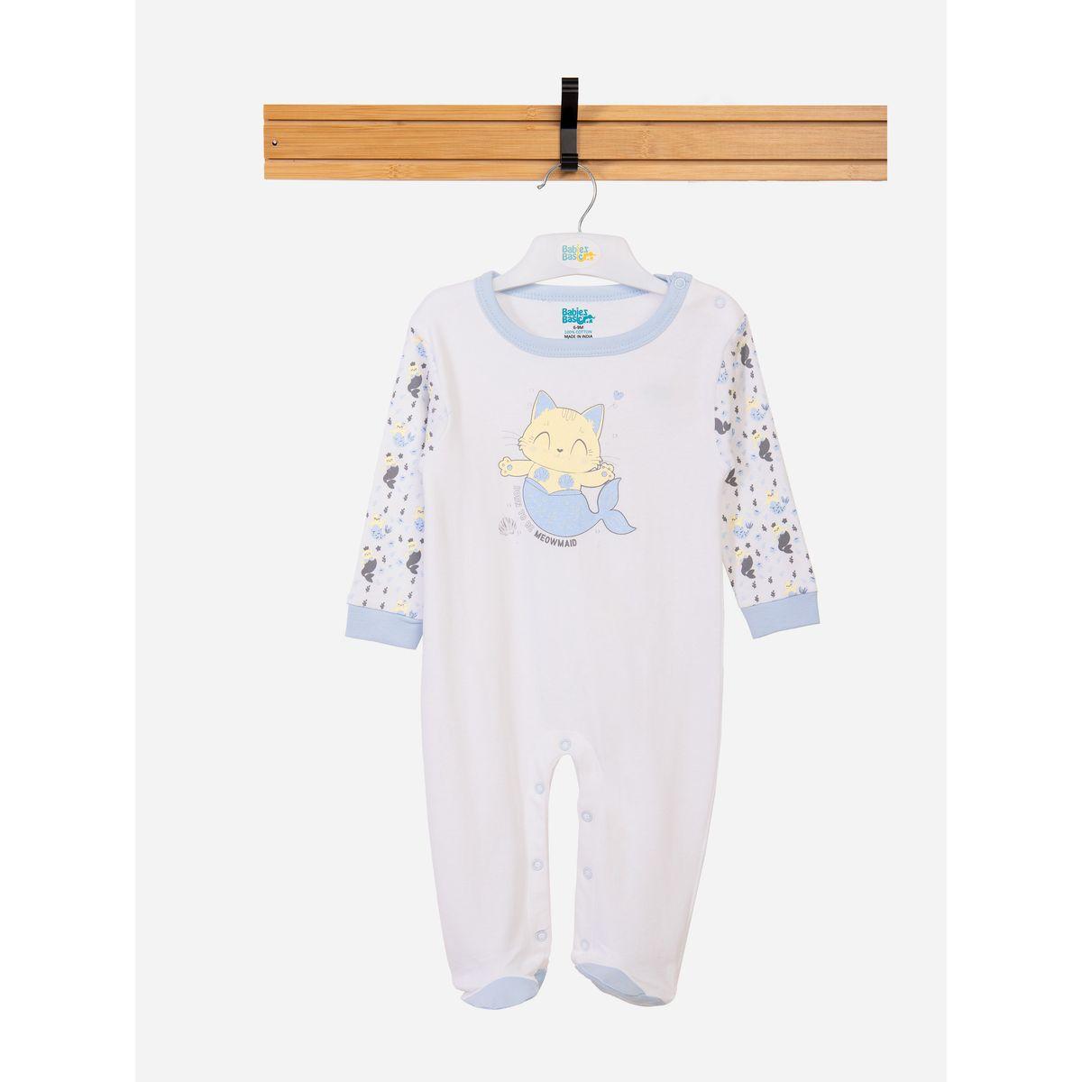 Babies Basic X Styli  Meowmaid Graphic Long Sleeves Sleepsuit-baby-girls-clothing-bodysuits-image-1