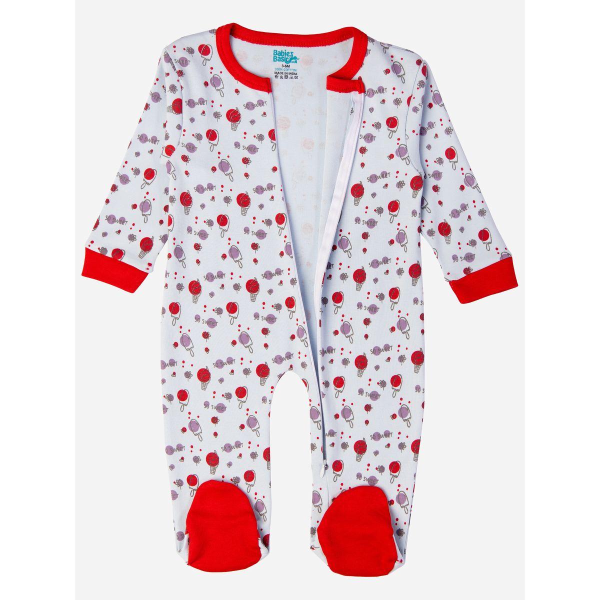Babies Basic X Styli  Ice Cream Print Long Sleeves Sleepsuit-baby-girls-clothing-bodysuits-image-1