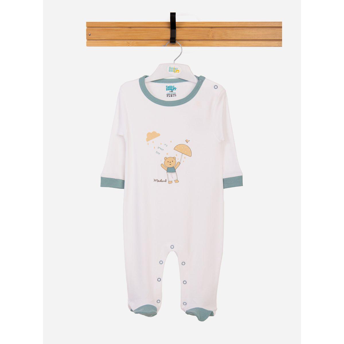 Babies Basic X Styli  Bear Graphic Long Sleeves Sleepsuit-baby-boys-clothing-bodysuits-image-1