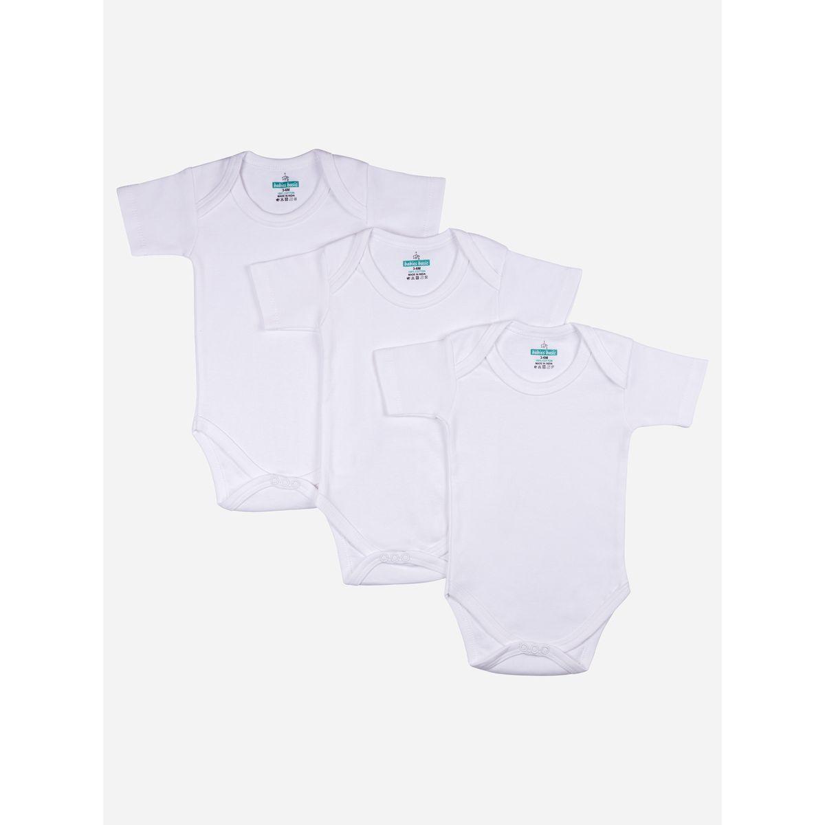Babies Basic X Styli  Pack of 3 - Solid Short Sleeves Bodysuit-baby-girls-clothing-bodysuits-image-1