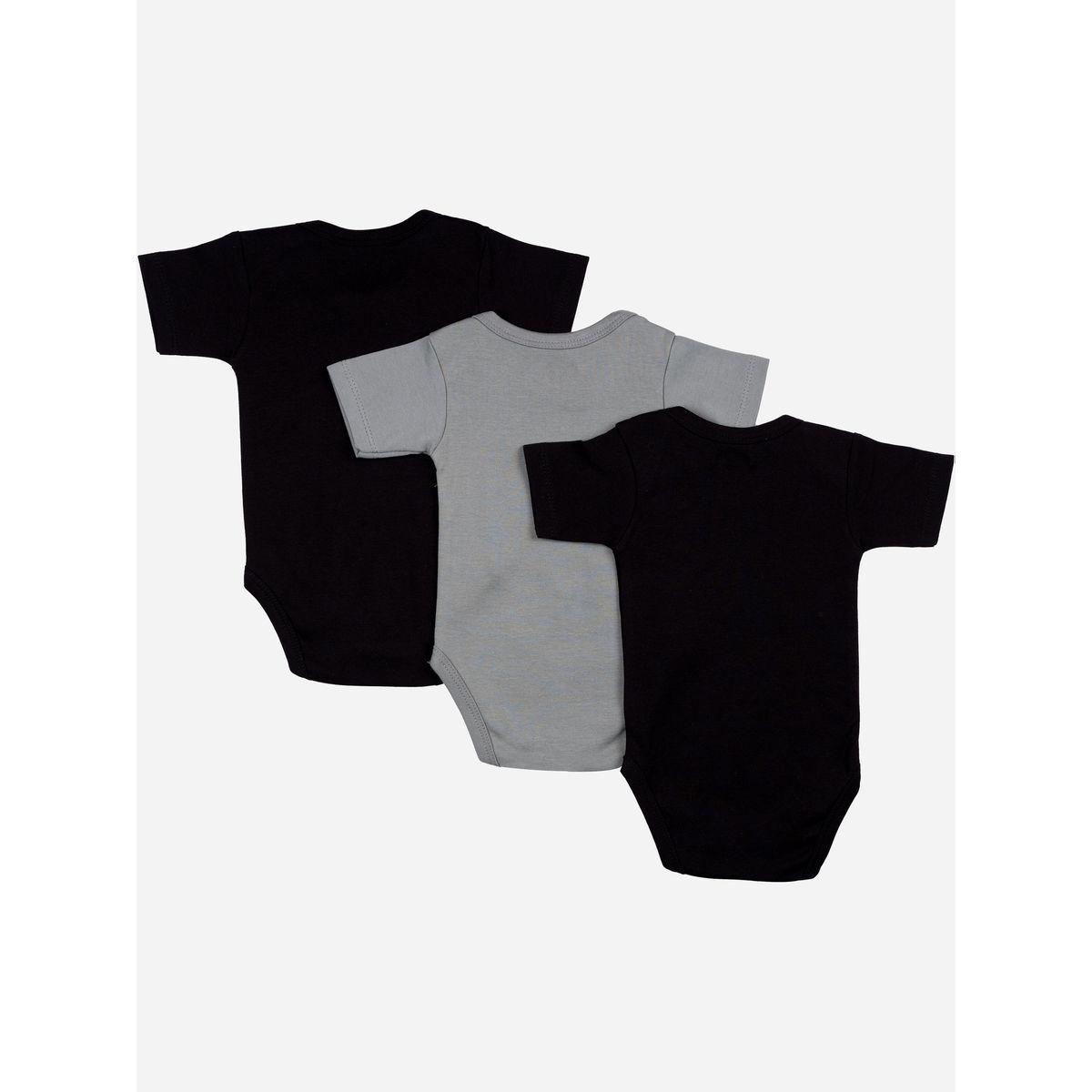 Babies Basic X Styli  Pack of 3 - Solid Short Sleeves Bodysuit-baby-boys-clothing-bodysuits-image-2