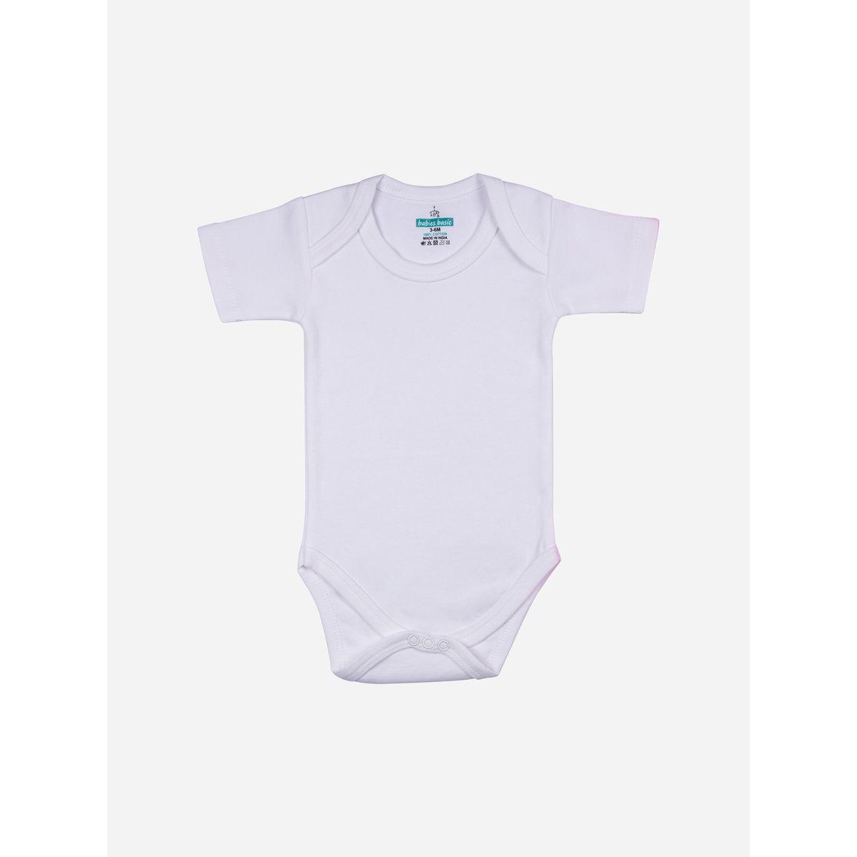 Babies Basic X Styli  Pack of 3 - Solid Short Sleeves Bodysuit-baby-girls-clothing-bodysuits-image-3