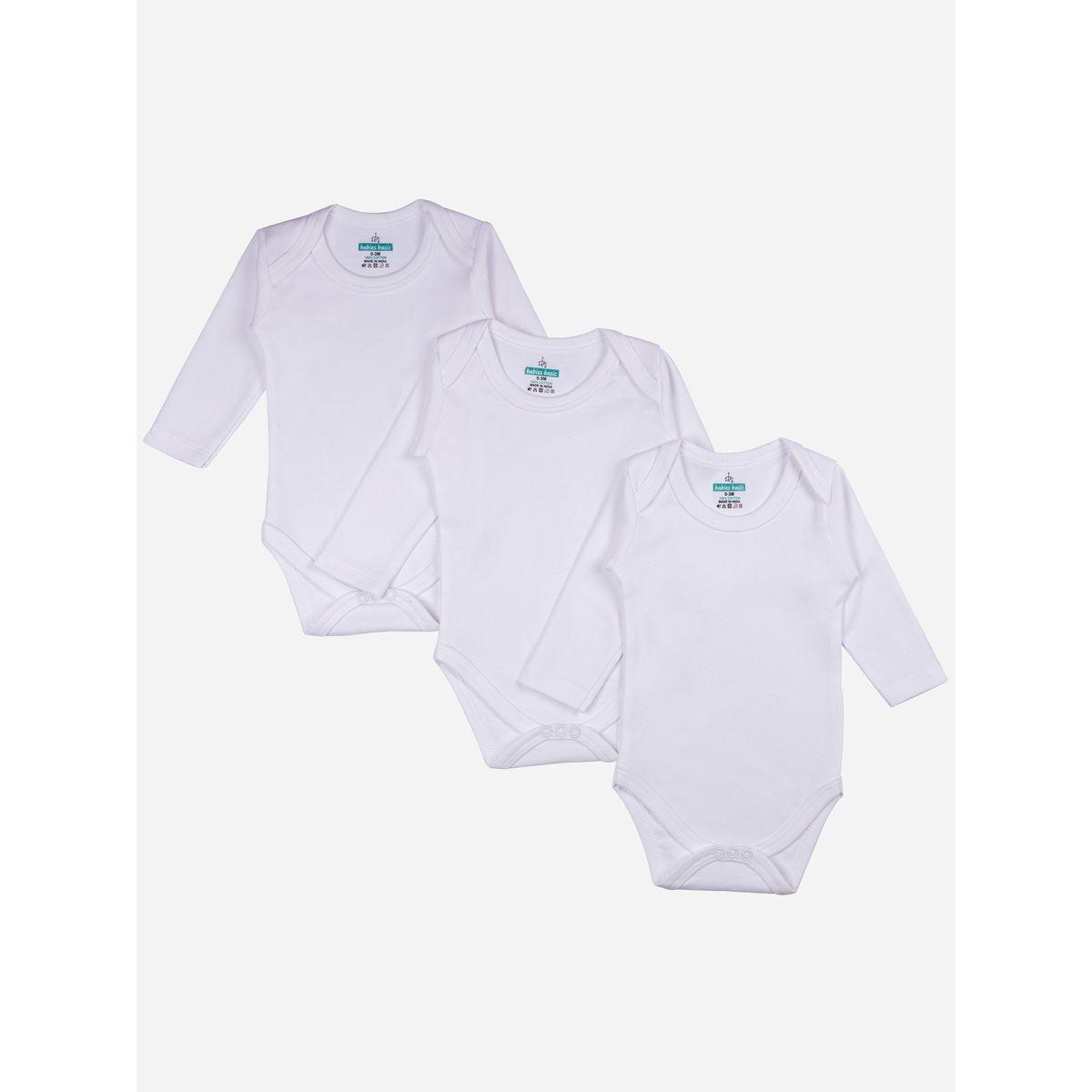 Babies Basic X Styli  Pack of 3 - Solid Long Sleeves Bodysuit-baby-girls-clothing-bodysuits-image-1