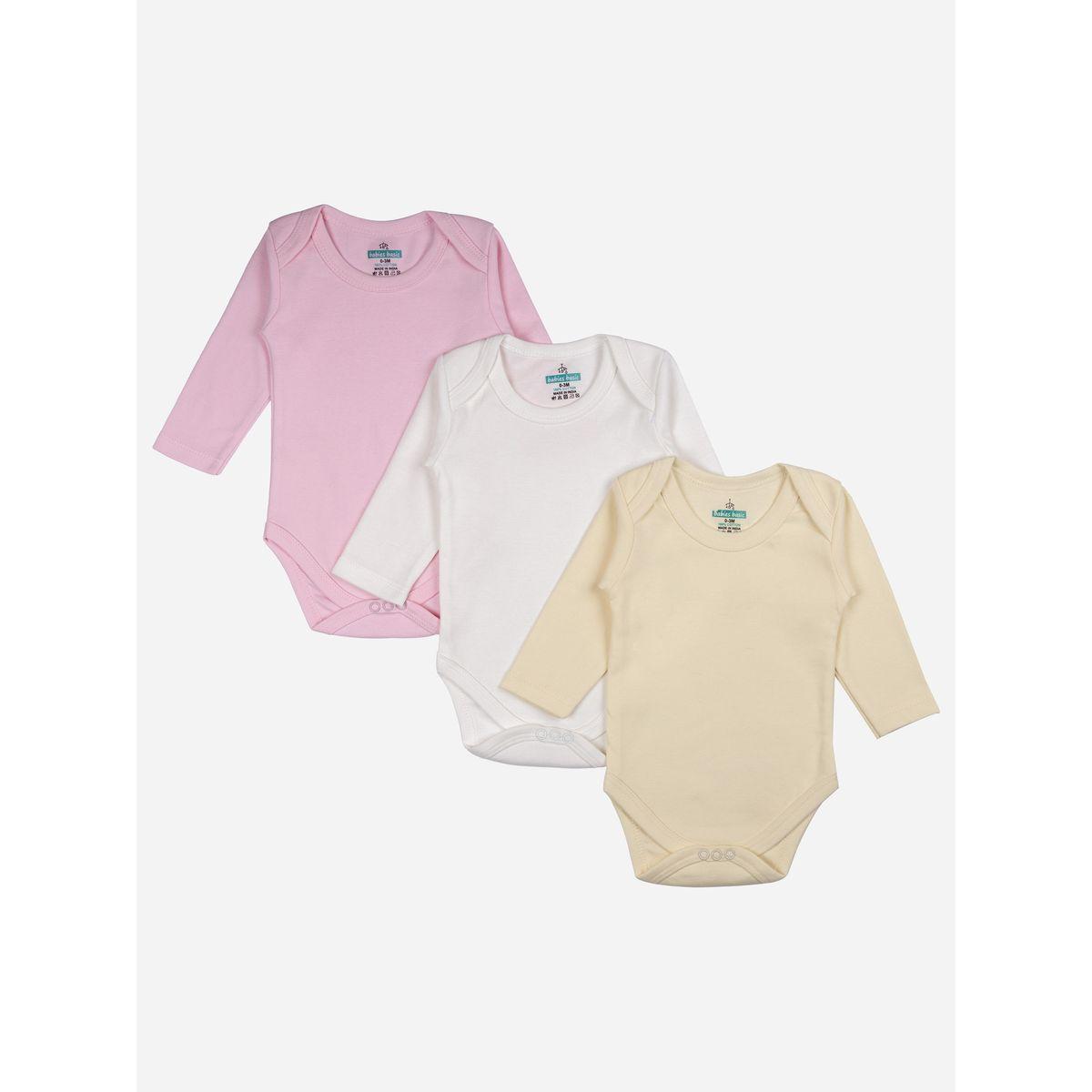 Babies Basic X Styli  Pack of 3 - Solid Long Sleeves Bodysuit-baby-girls-clothing-bodysuits-image-1