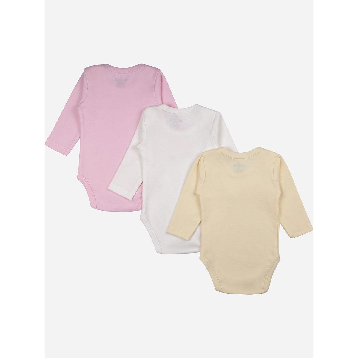 Babies Basic X Styli  Pack of 3 - Solid Long Sleeves Bodysuit-baby-girls-clothing-bodysuits-image-2