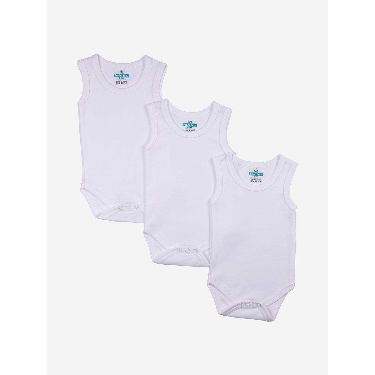مجموعة من 3 بودي سوت سادة بلا اكمام بيبيز بيسِك × ستايلي-baby-girls-clothing-bodysuits-image-1