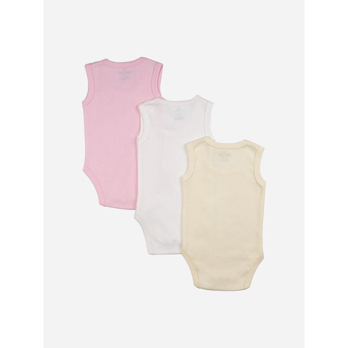Babies Basic X Styli  Pack of 3 - Solid Sleeveless Bodysuit-baby-girls-clothing-bodysuits-image-2