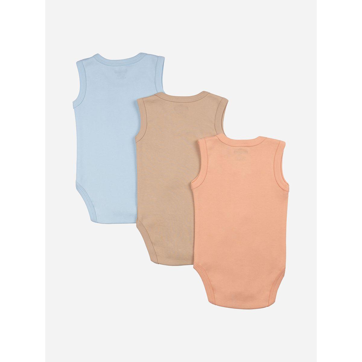 Babies Basic X Styli  Pack of 3 - Solid Sleeveless Bodysuit-baby-boys-clothing-bodysuits-image-2