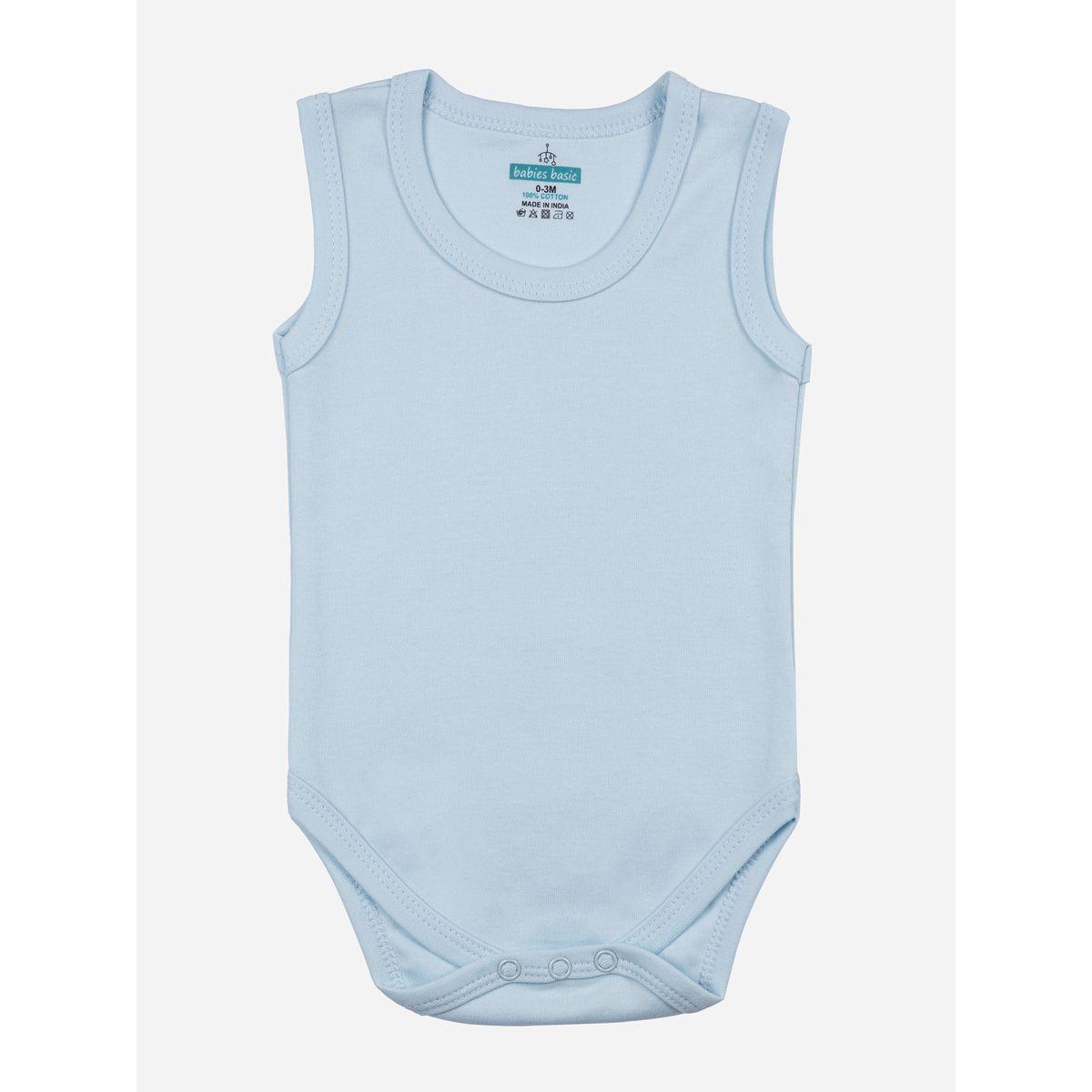 Babies Basic X Styli  Pack of 3 - Solid Sleeveless Bodysuit-baby-boys-clothing-bodysuits-image-3