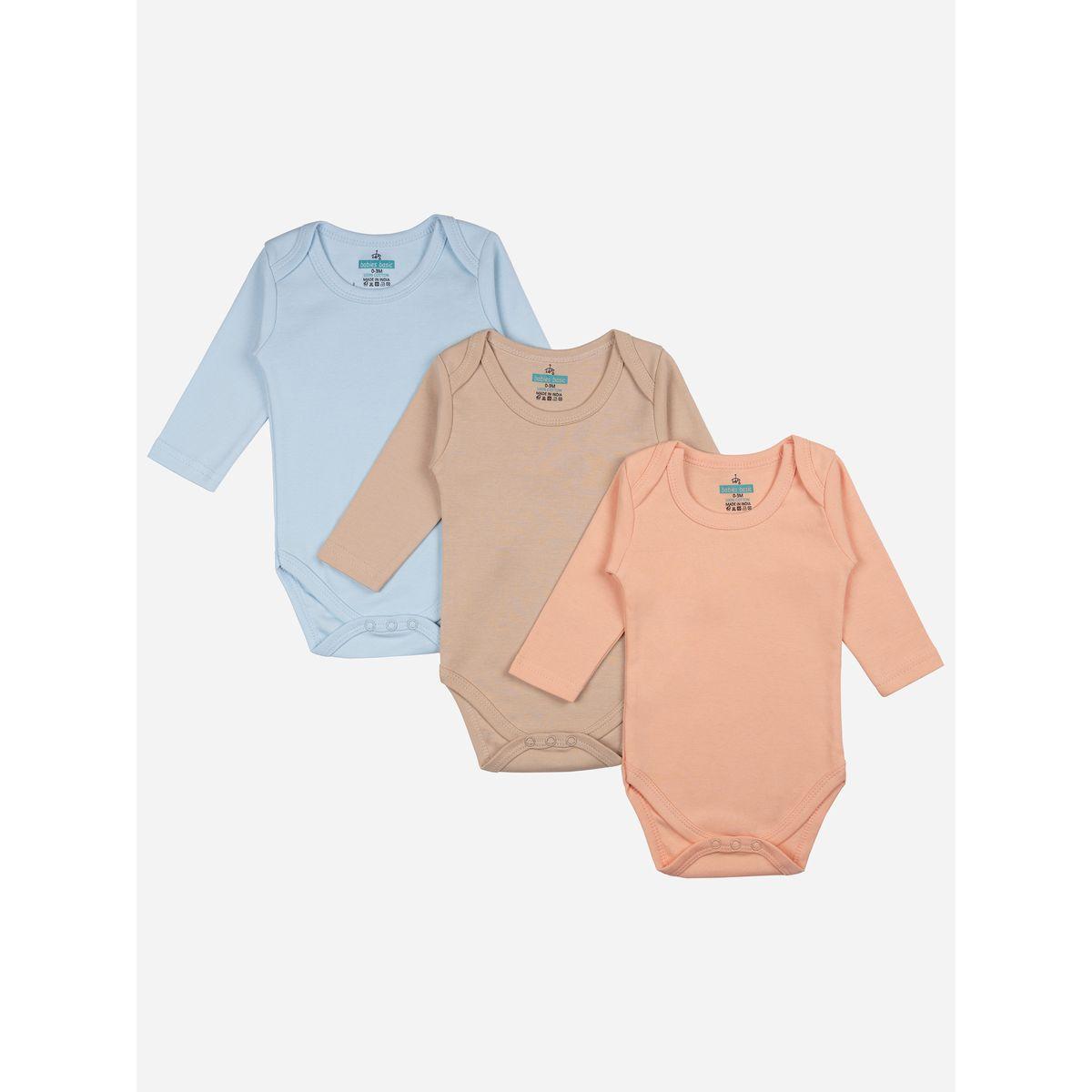 Babies Basic X Styli  Pack of 3 - Solid Long Sleeves Bodysuit-baby-boys-clothing-bodysuits-image-1
