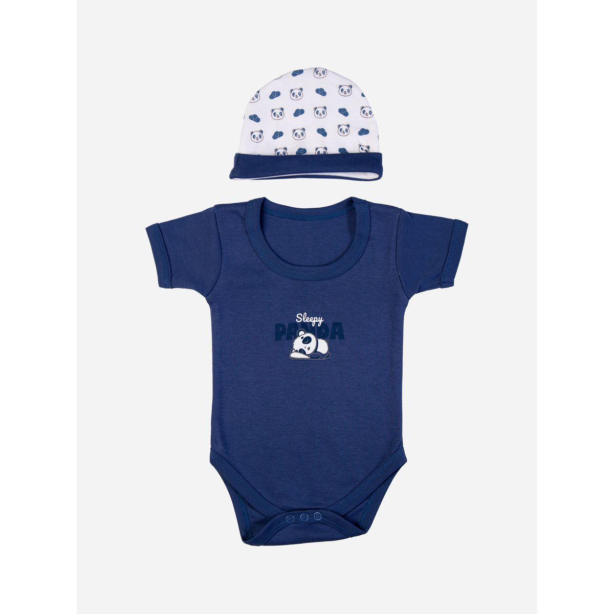 Babies Basic X Styli  Pack of 5 - Panda Print Bib, Bodysuit, Mittens, Cap & Sleepsuit-boys-clothing-setsandcoords-image-3