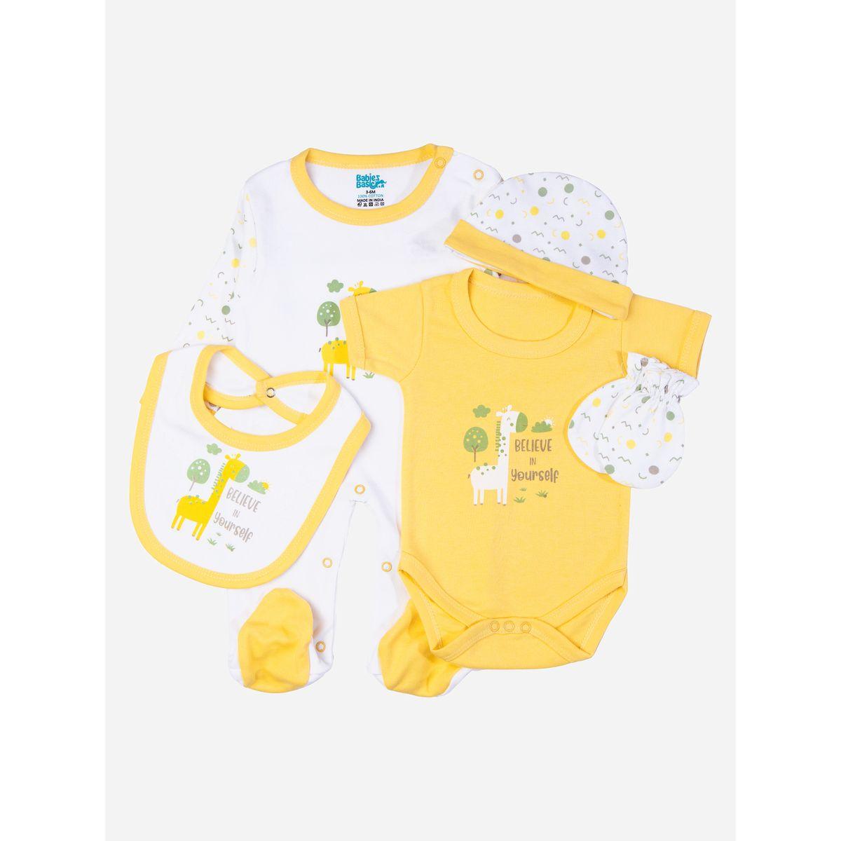 بدلة نوم بطبعات - 5 قطع بيبيز بيسِك × ستايلي-baby-girls-clothing-bodysuits-image-1
